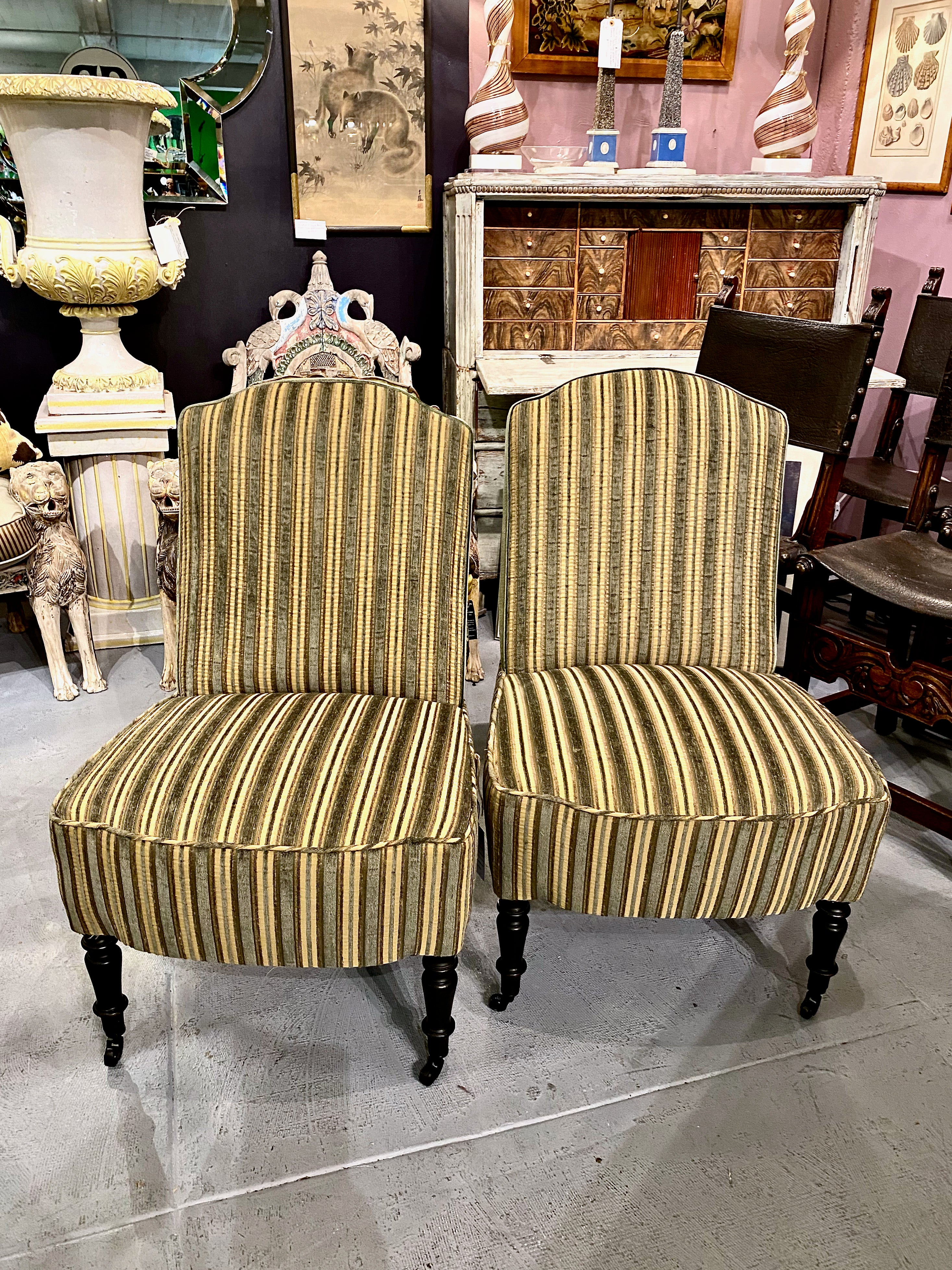 Pair Napoleon III Slipper Chairs For Sale 5