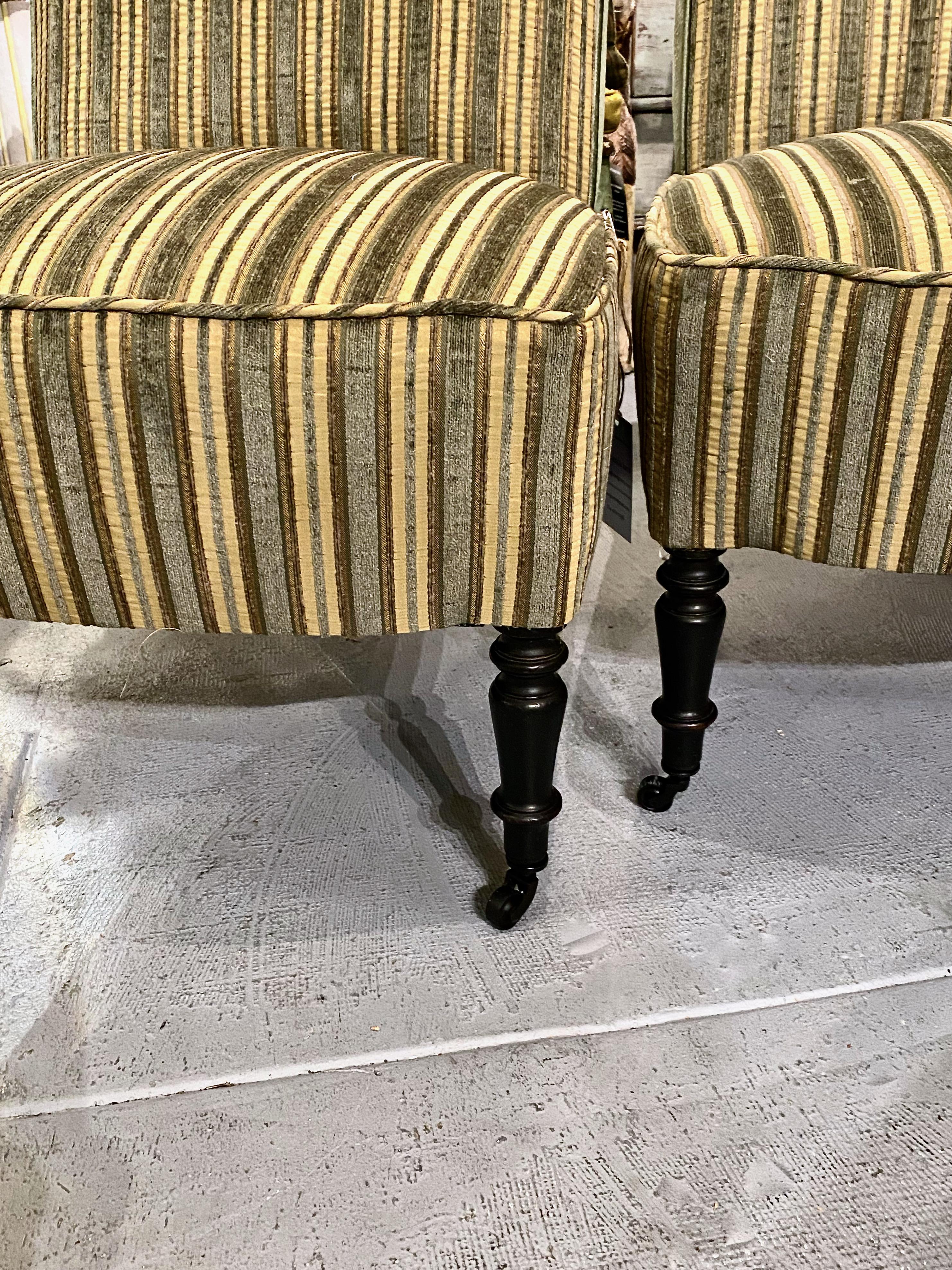 French Pair Napoleon III Slipper Chairs For Sale