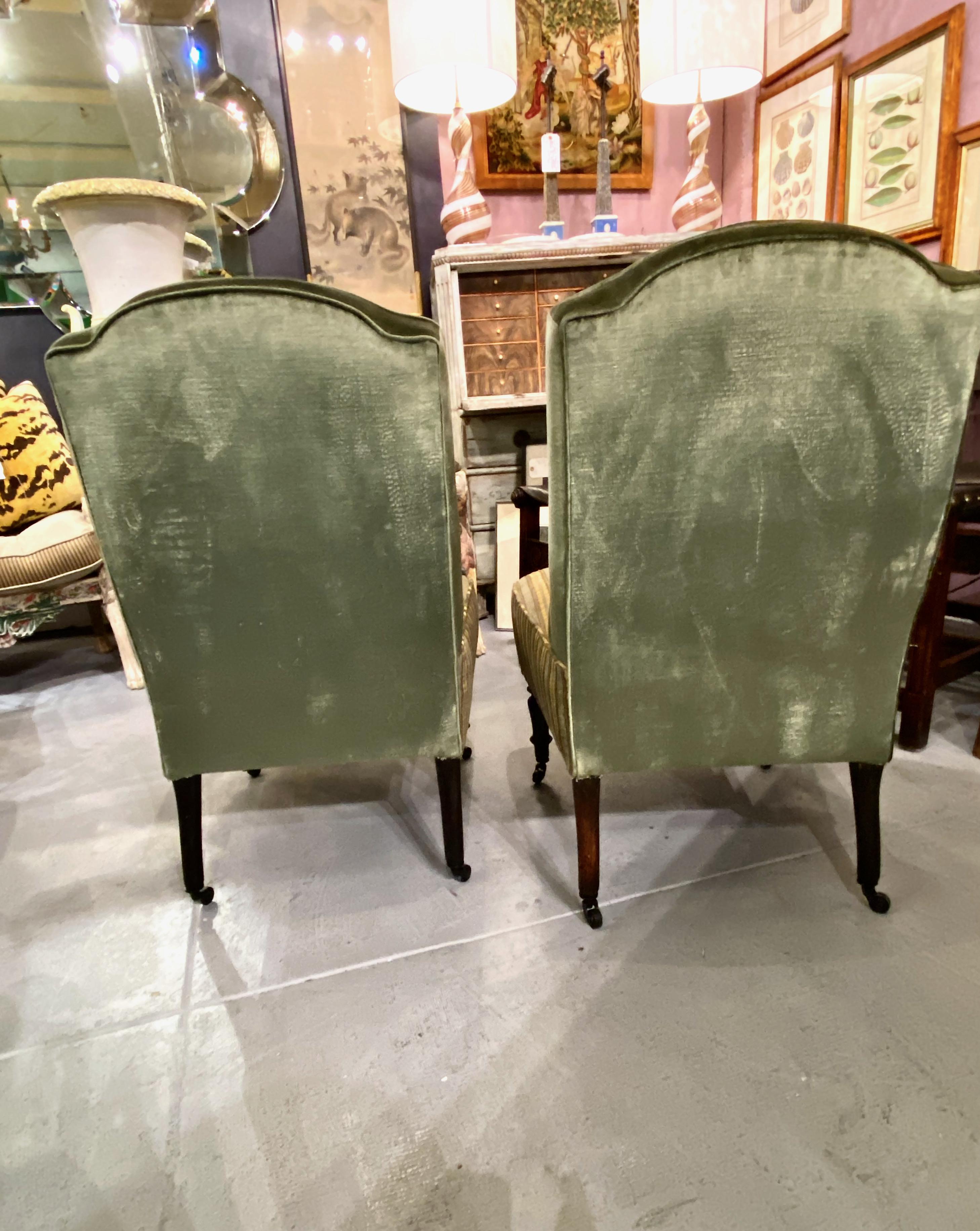Brass Pair Napoleon III Slipper Chairs For Sale