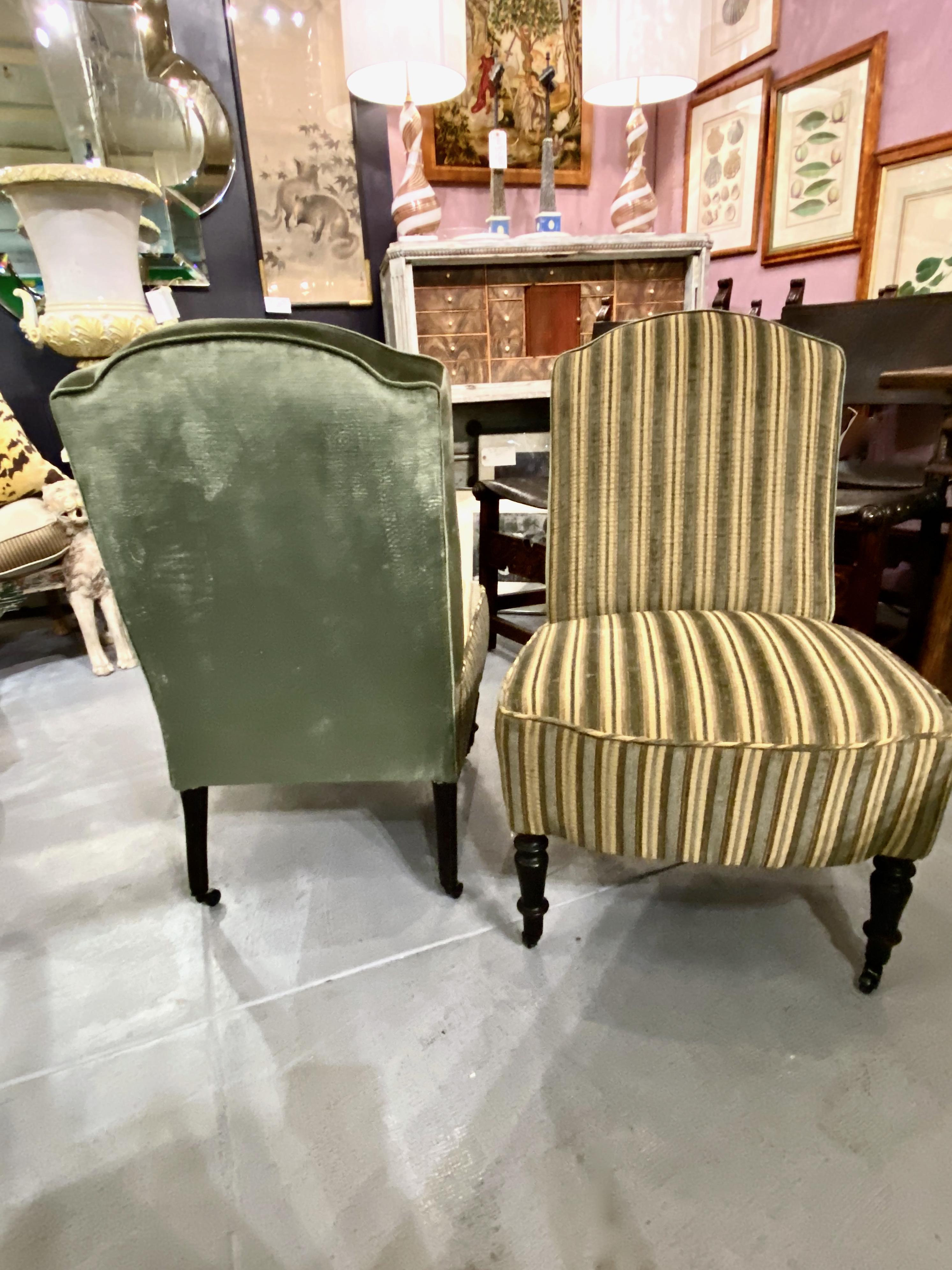 Pair Napoleon III Slipper Chairs 2