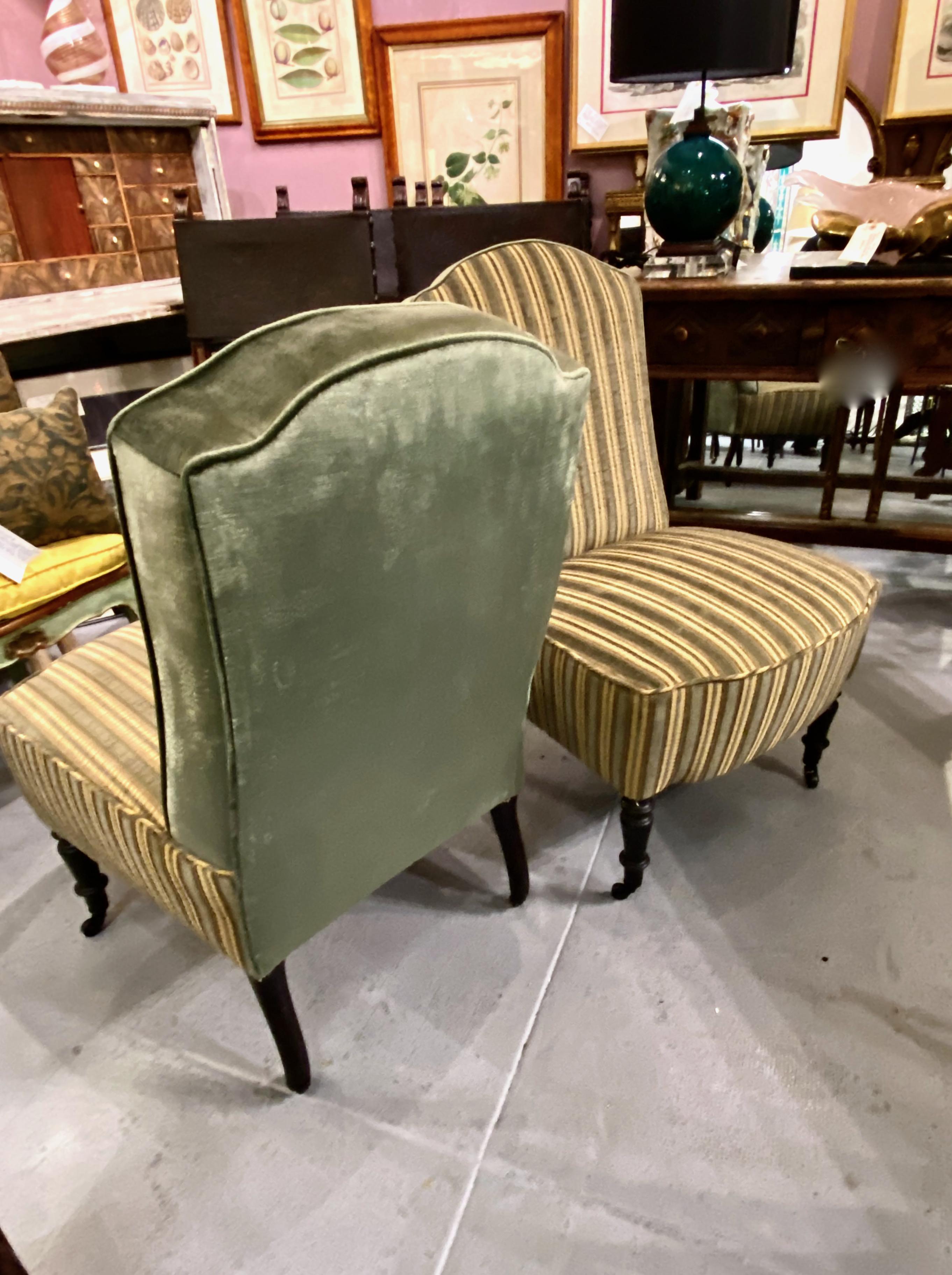 Pair Napoleon III Slipper Chairs For Sale 3