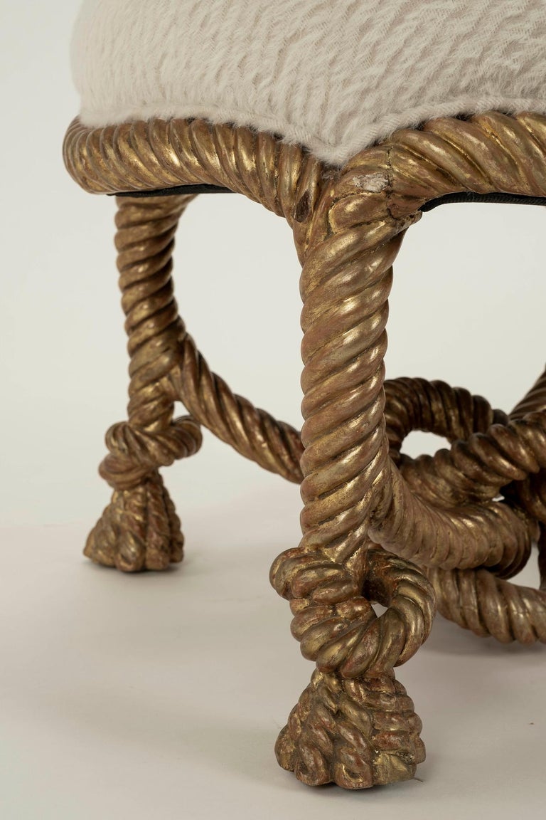 Pair Napoleon III Style Giltwood Rope Stools For Sale at 1stDibs