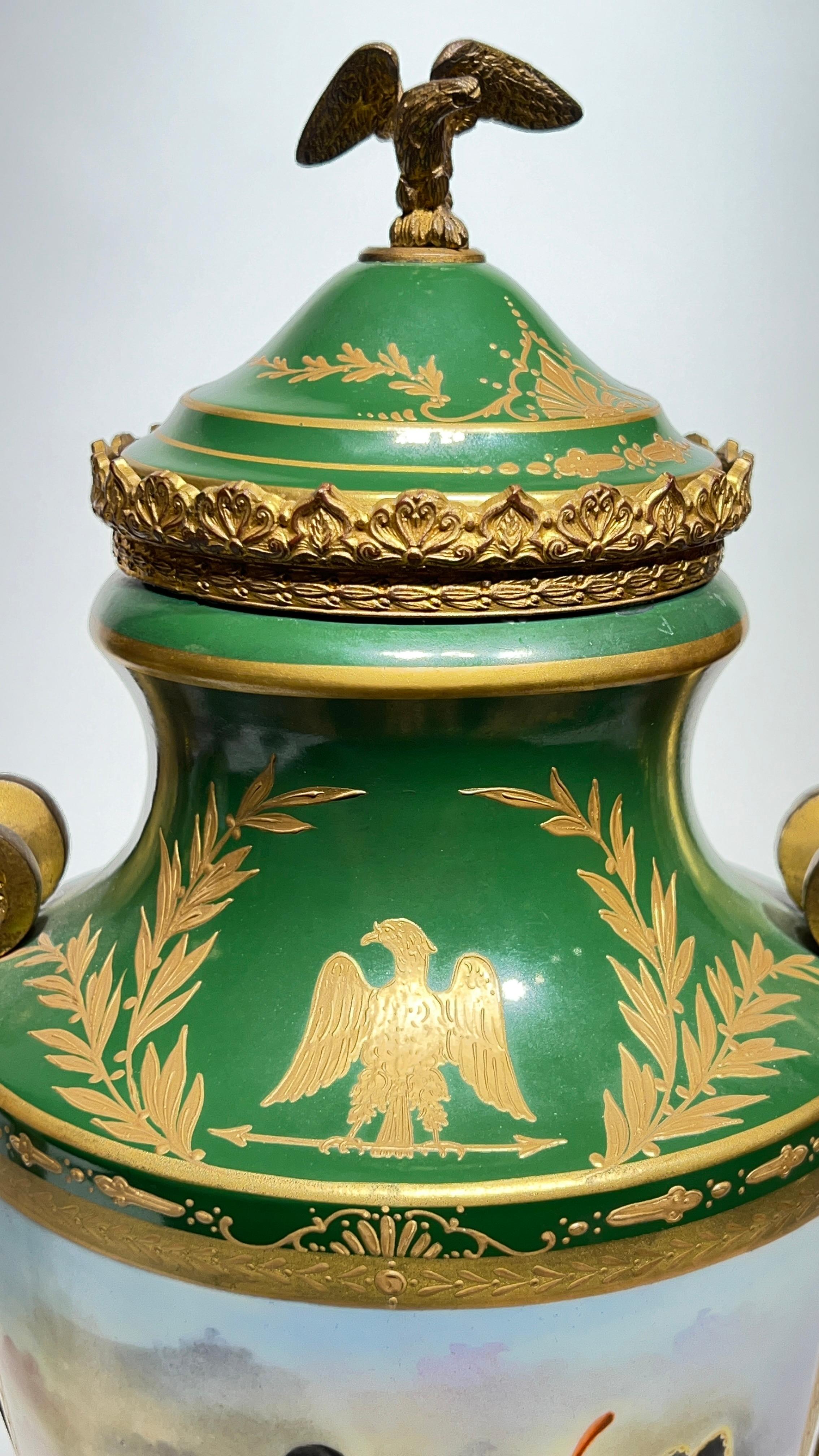 Pair Napoleonic Empire Style Porcelain Vases with Covers 5