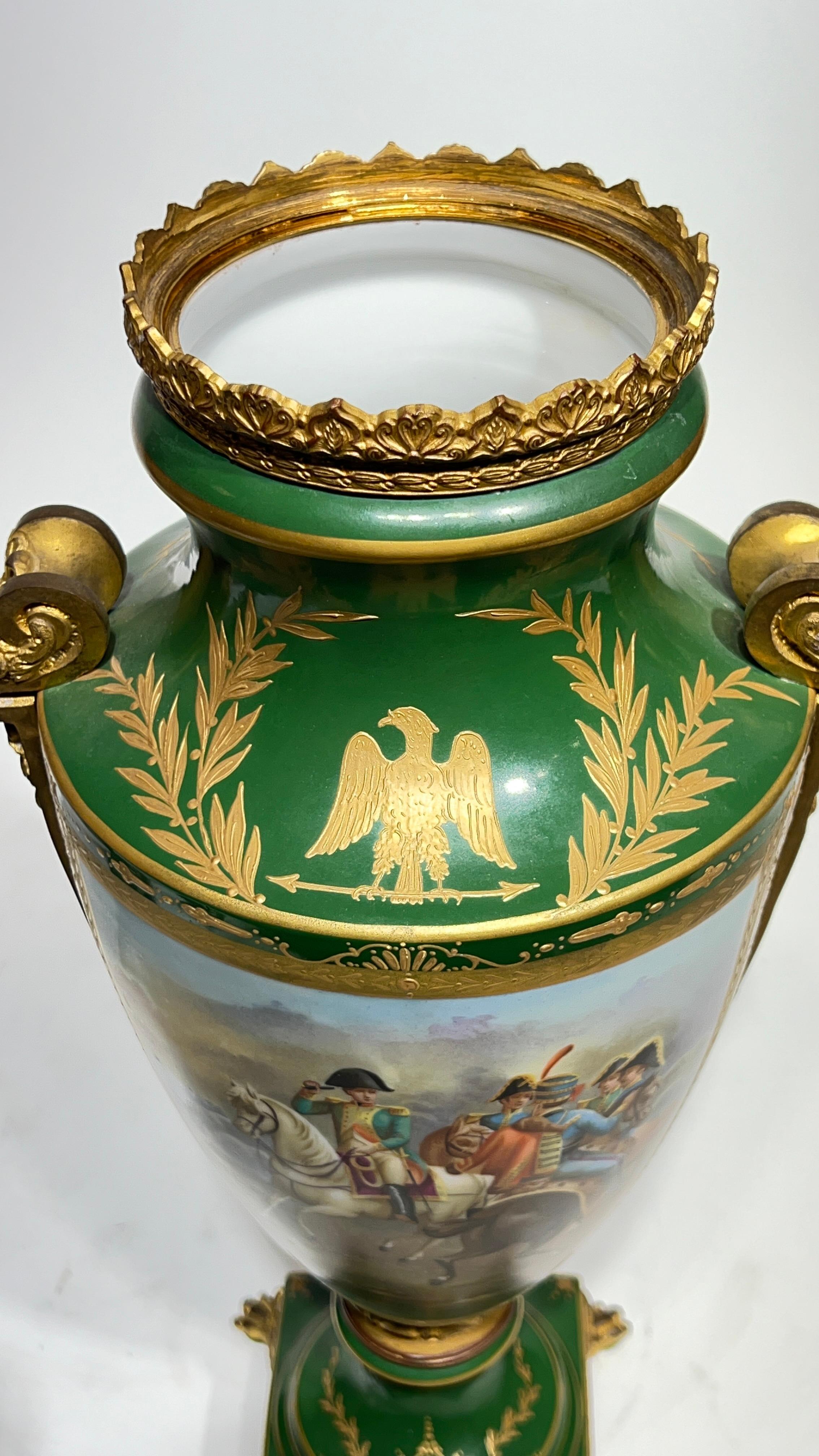 Pair Napoleonic Empire Style Porcelain Vases with Covers 6