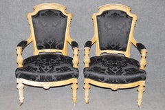 Pair Napoleonic Painted and Carved Armchairs