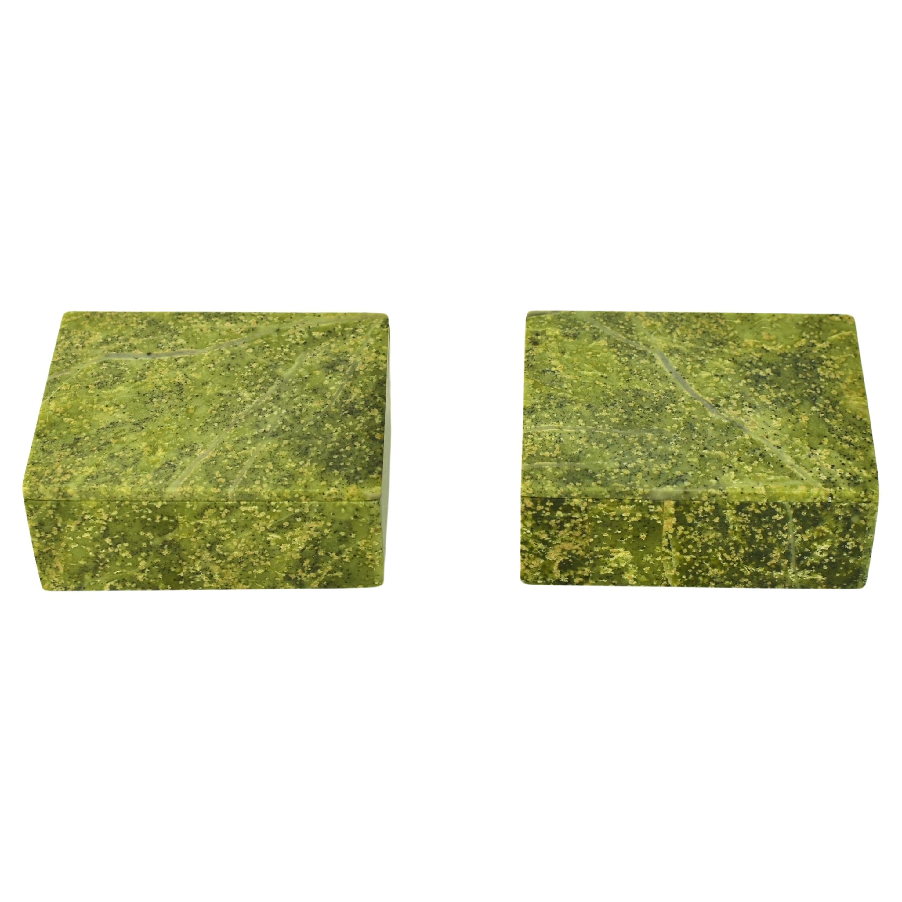 Pair Natural Serpentine Boxes For Sale