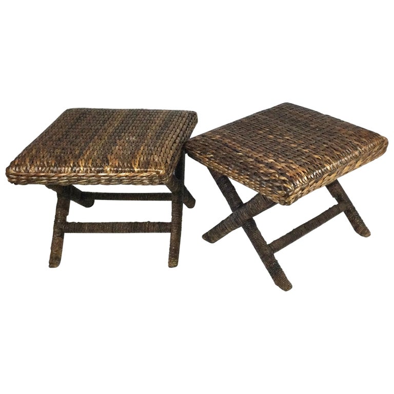 BIRDROCK HOME Bird Rock Seagrass Counter Stool (Counter Height) Hand Woven Mahogany Wood Frame Fully Assembled - 3