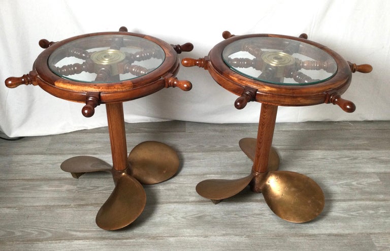 Pair of Nautical Drink Tables with Authentic Propeller Bases For Sale ...