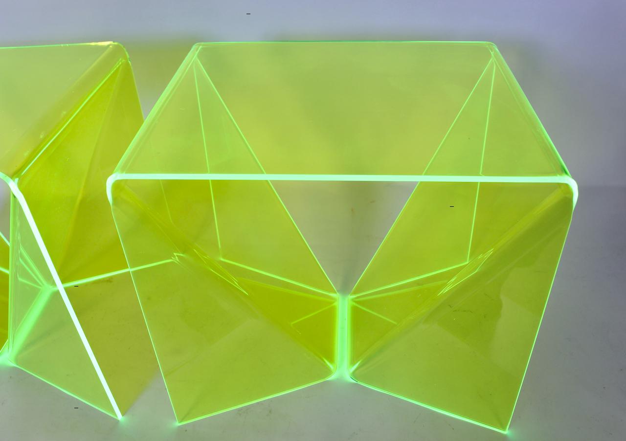 Pair Neal Small Translucent Chartreuse Lucite 