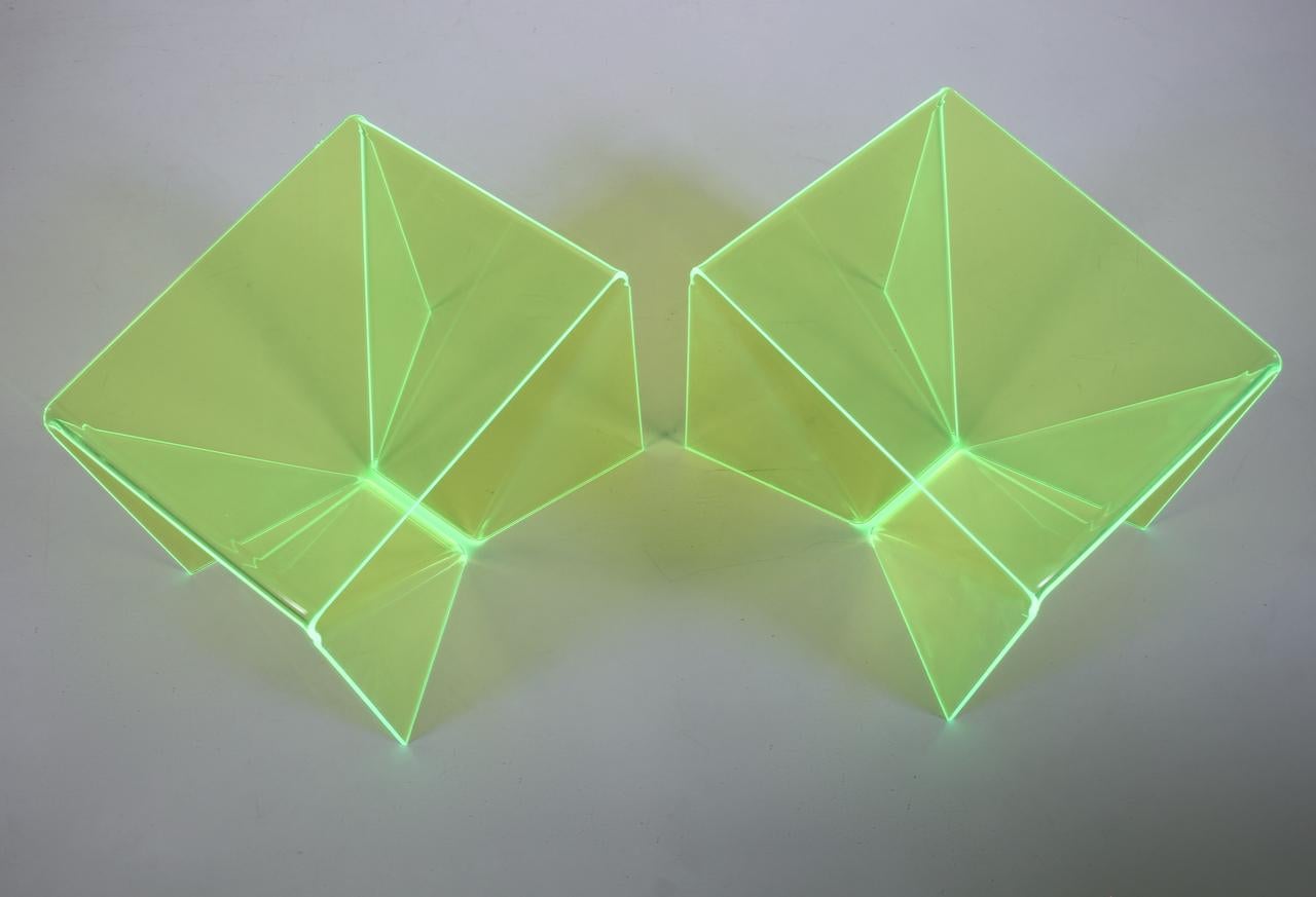 American Pair Neal Small Translucent Chartreuse Lucite 