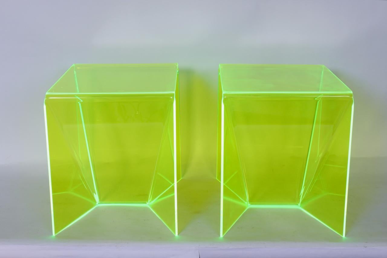 20th Century Pair Neal Small Translucent Chartreuse Lucite 
