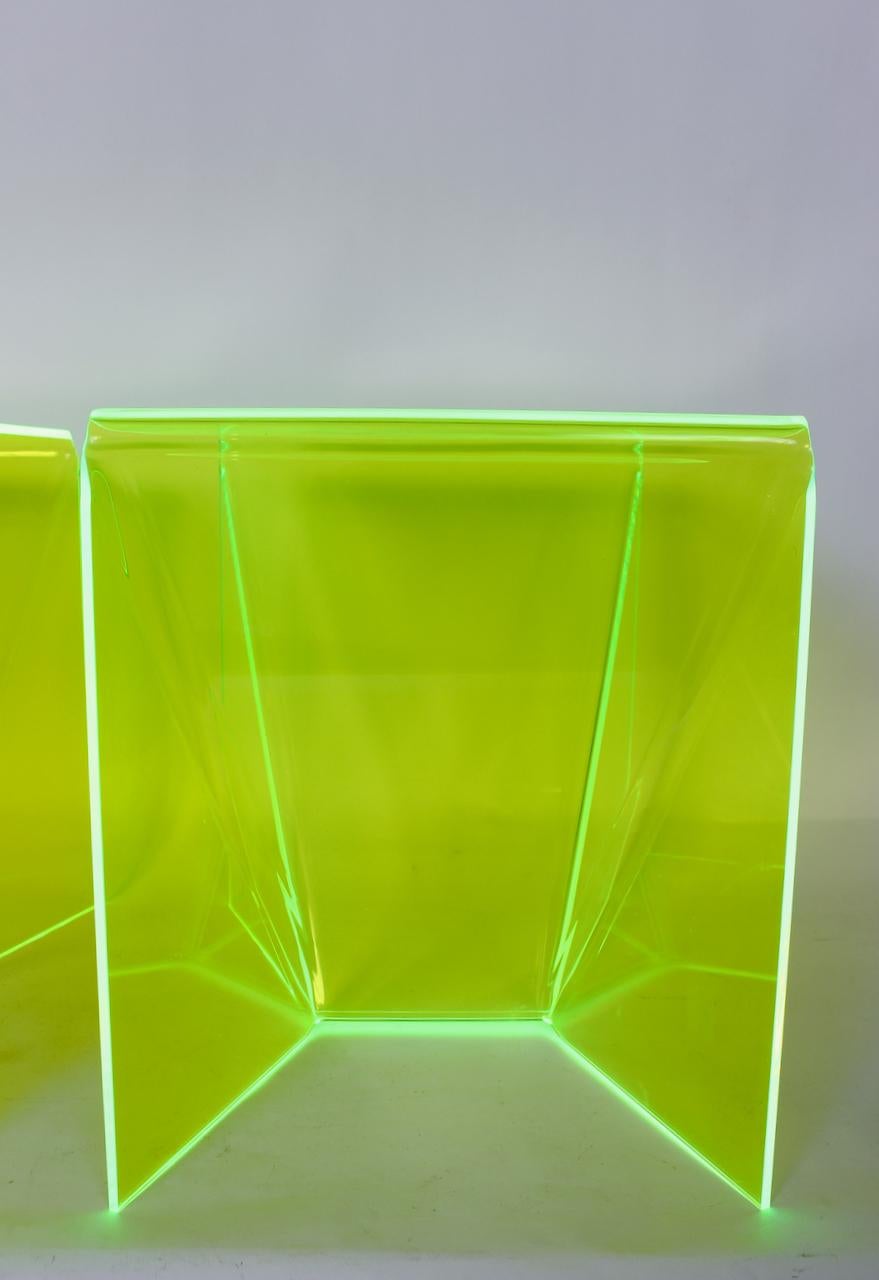 Pair Neal Small Translucent Chartreuse Lucite 