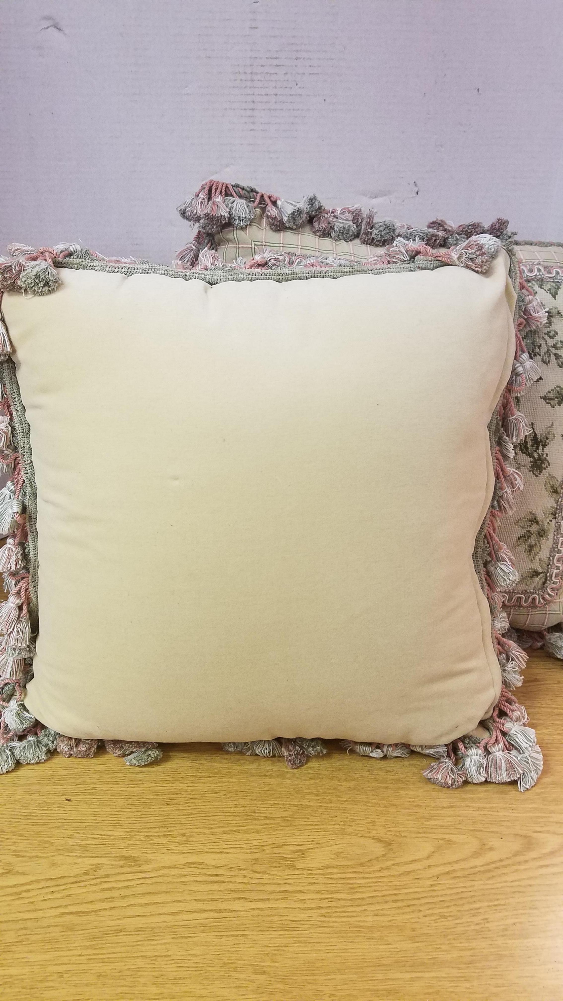 Chinese Pair of Needlepoint Pillows For Sale