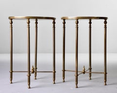 Pair of Neoclassical Brass Frame Mirror Top Tables