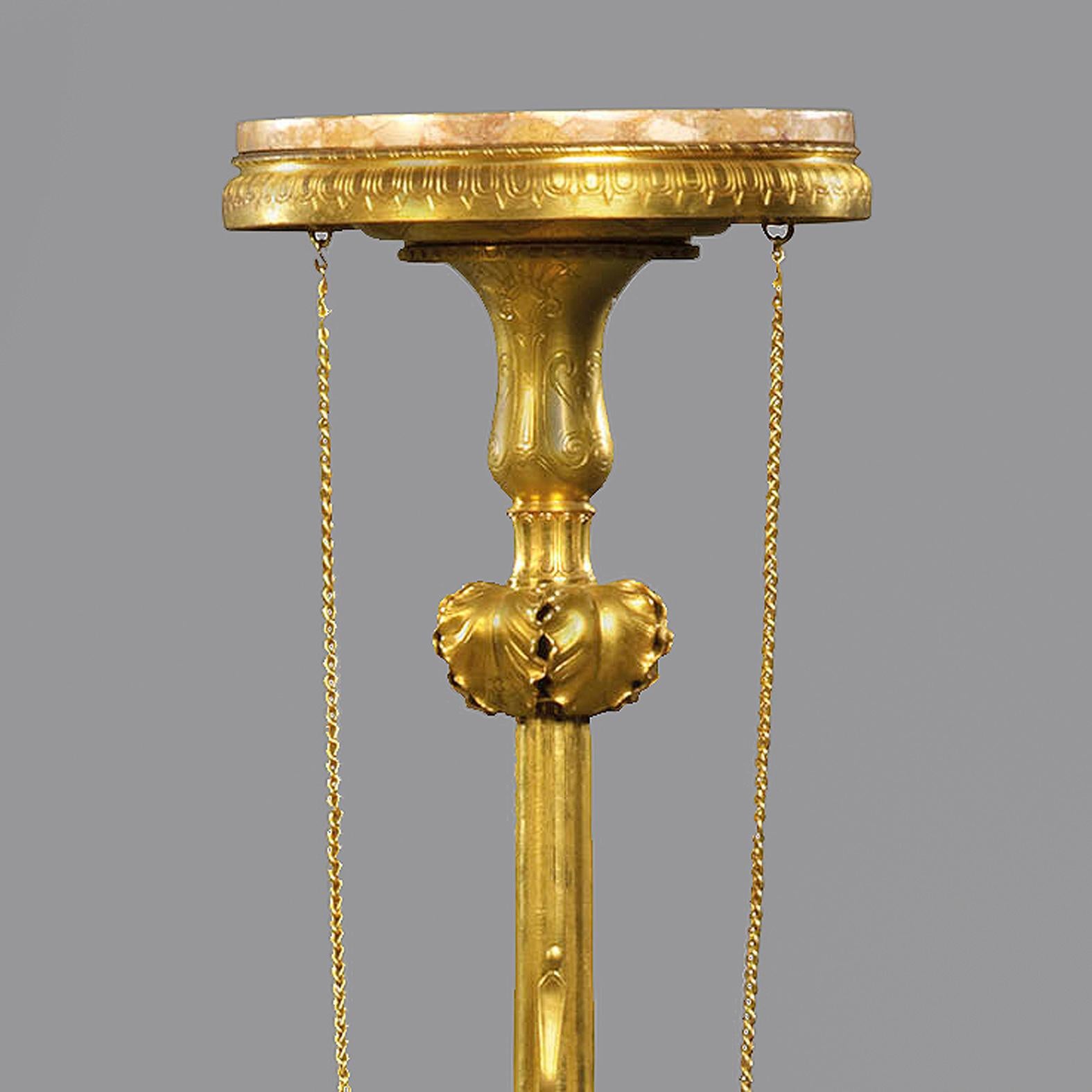 Gilt Pair 'Neo-Grec' Torchère Stands, Attributed to Barbedienne For Sale
