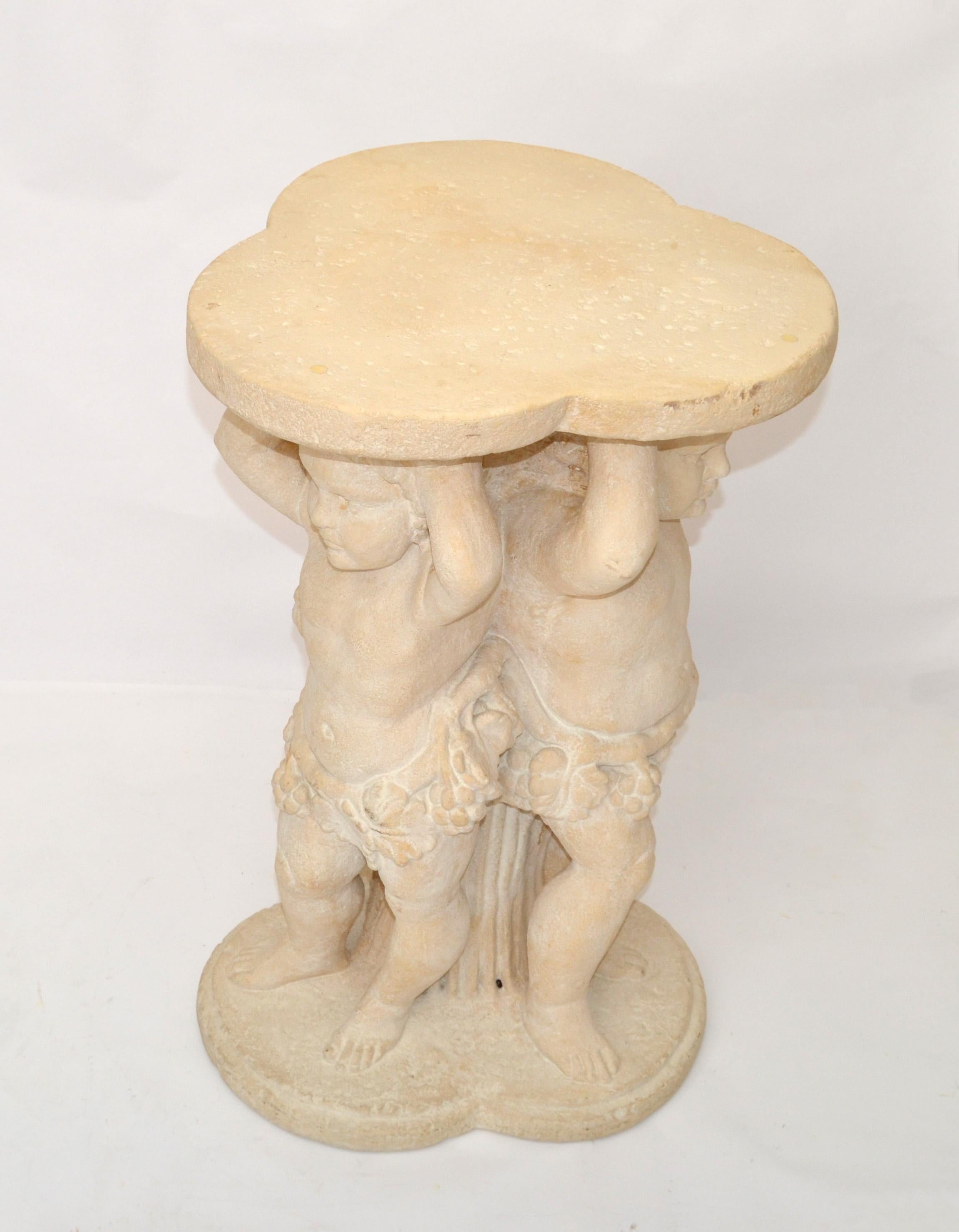 Pair, Neoclassical Angels Pedestal Table Bases, Sculpture Stands, Columns Italy  For Sale 4