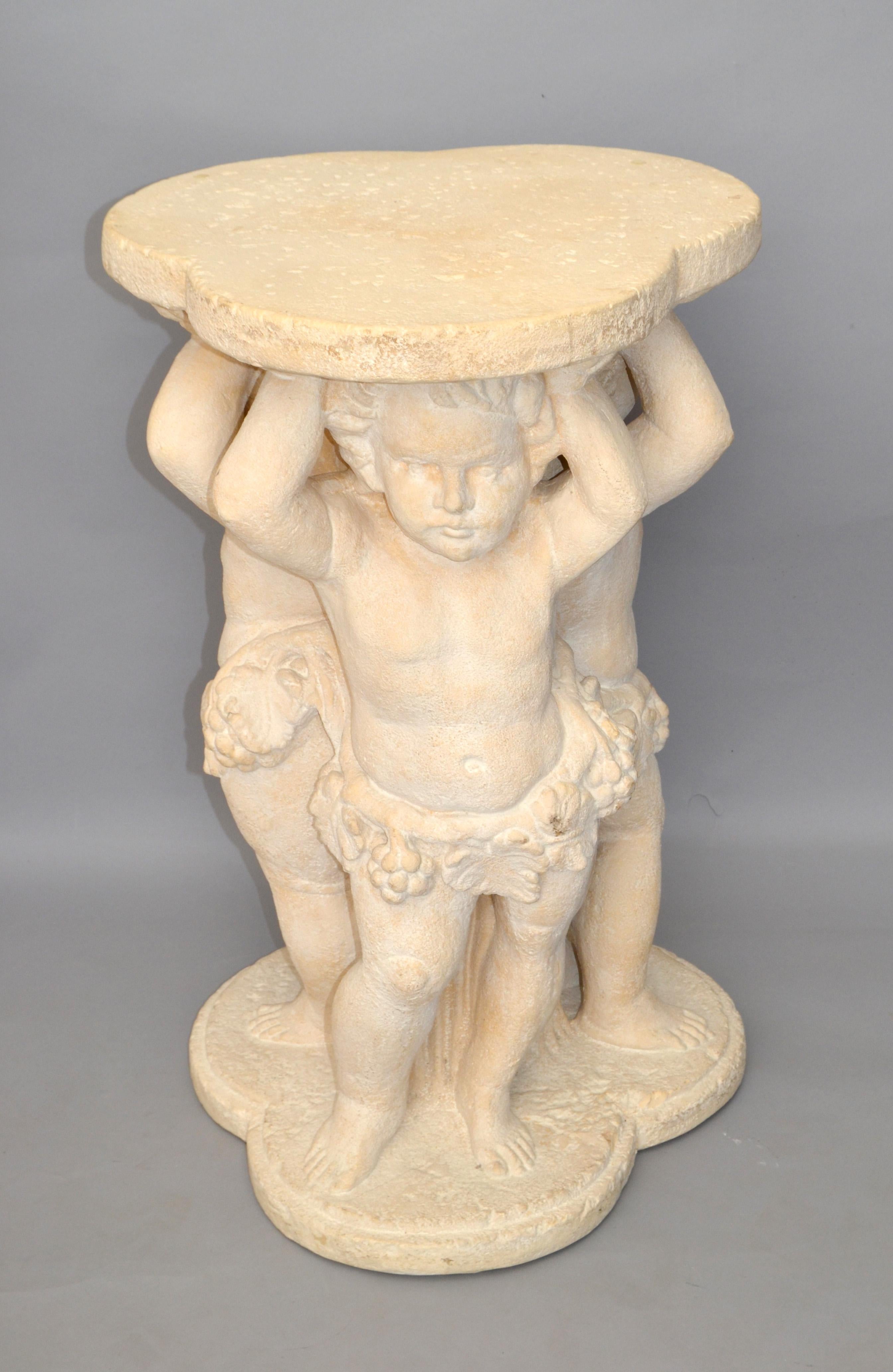 Italian Pair, Neoclassical Angels Pedestal Table Bases, Sculpture Stands, Columns Italy  For Sale
