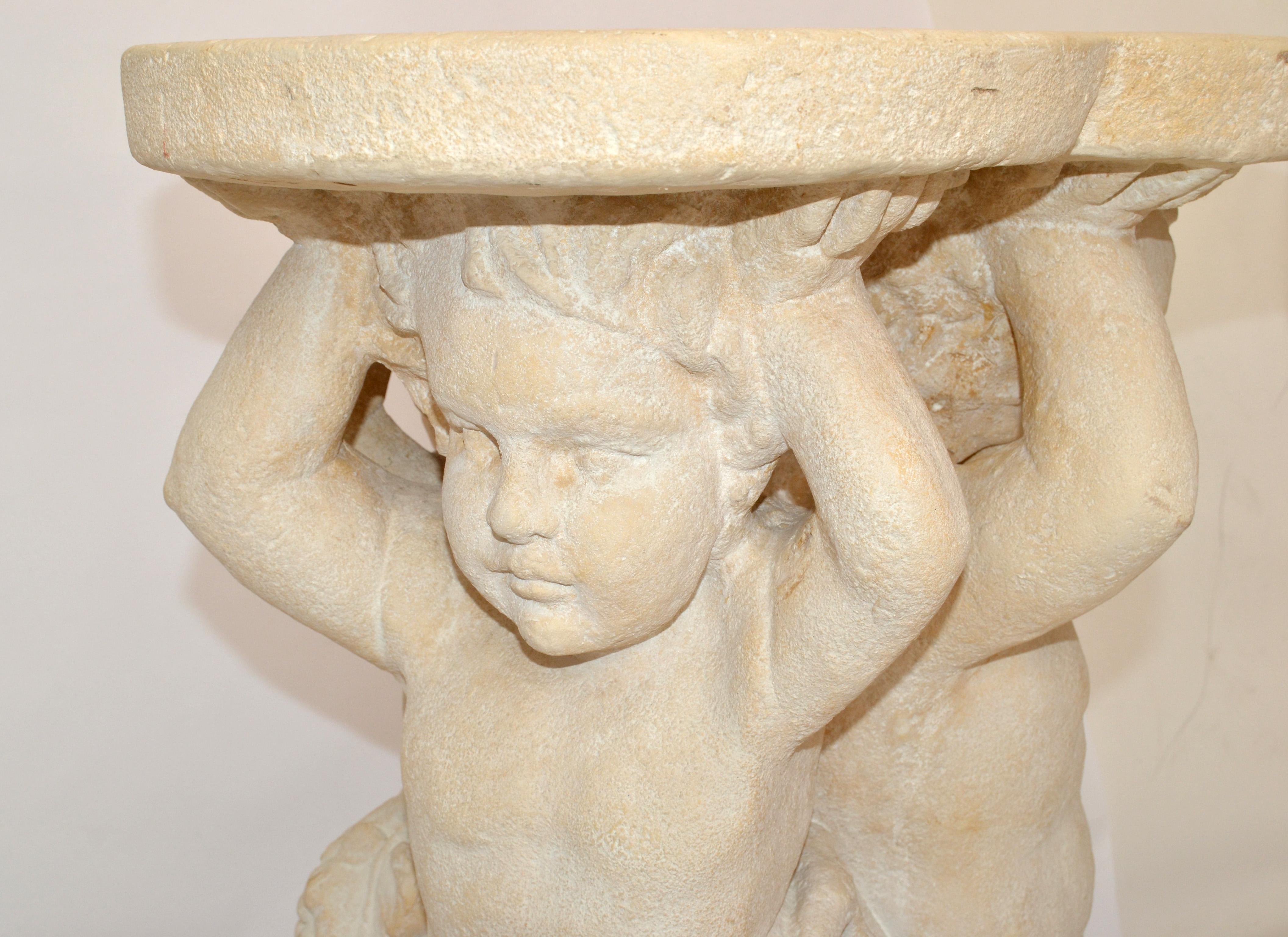 Paire de pieds de table néoclassiques en forme d'anges, supports de sculptures, colonnes, Italie  en vente 1