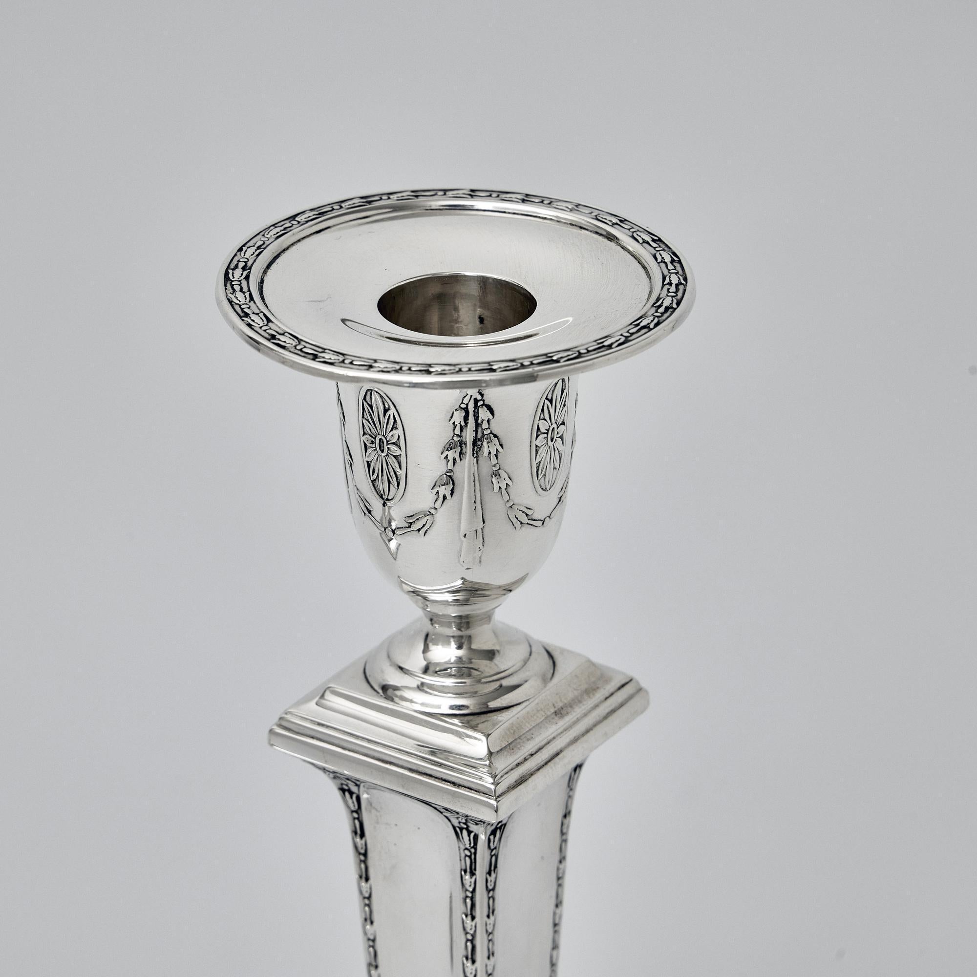 Neoclassical Pair neoclassical antique silver candlesticks