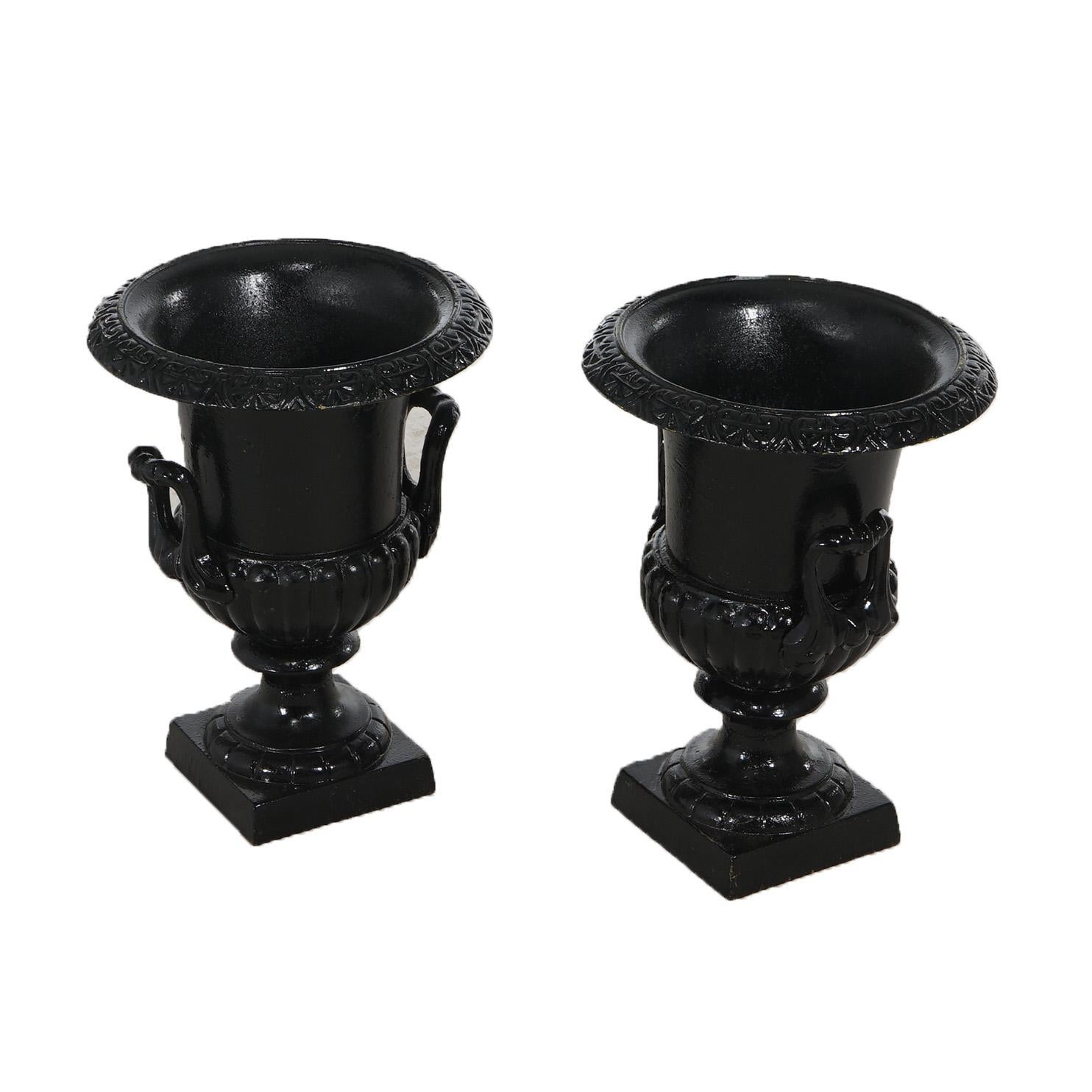 ***Reduced Delivery Rates - See Below or Click “Ask The Seller” to Request a Quote***

Pair Neoclassical Cast Iron Ribbed Melon-Bowl Double Handled Garden Urns 20thC

Measures- 17''H x 12.5''W x 12.5''D

DELIVERY $350 to: Brooklyn, Hudson,