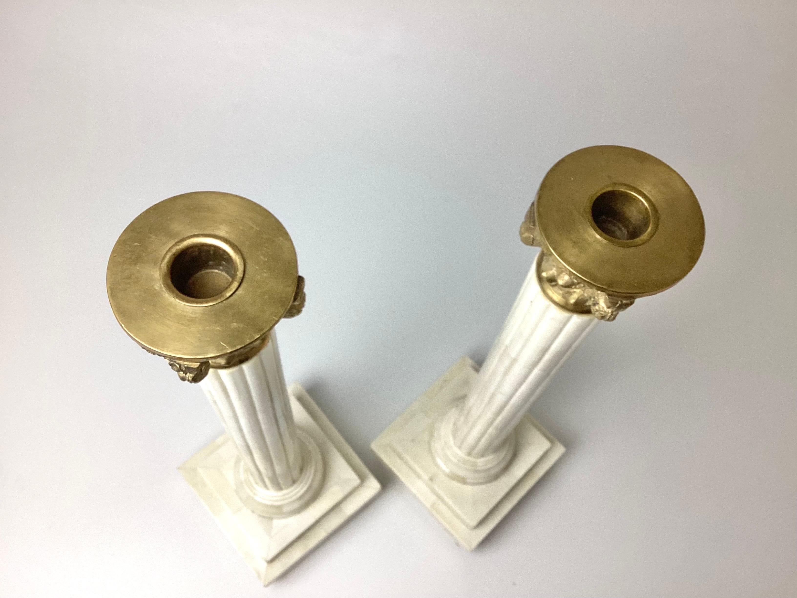 Neoclassical Revival Pair Neoclassical Column Candlesticks For Sale