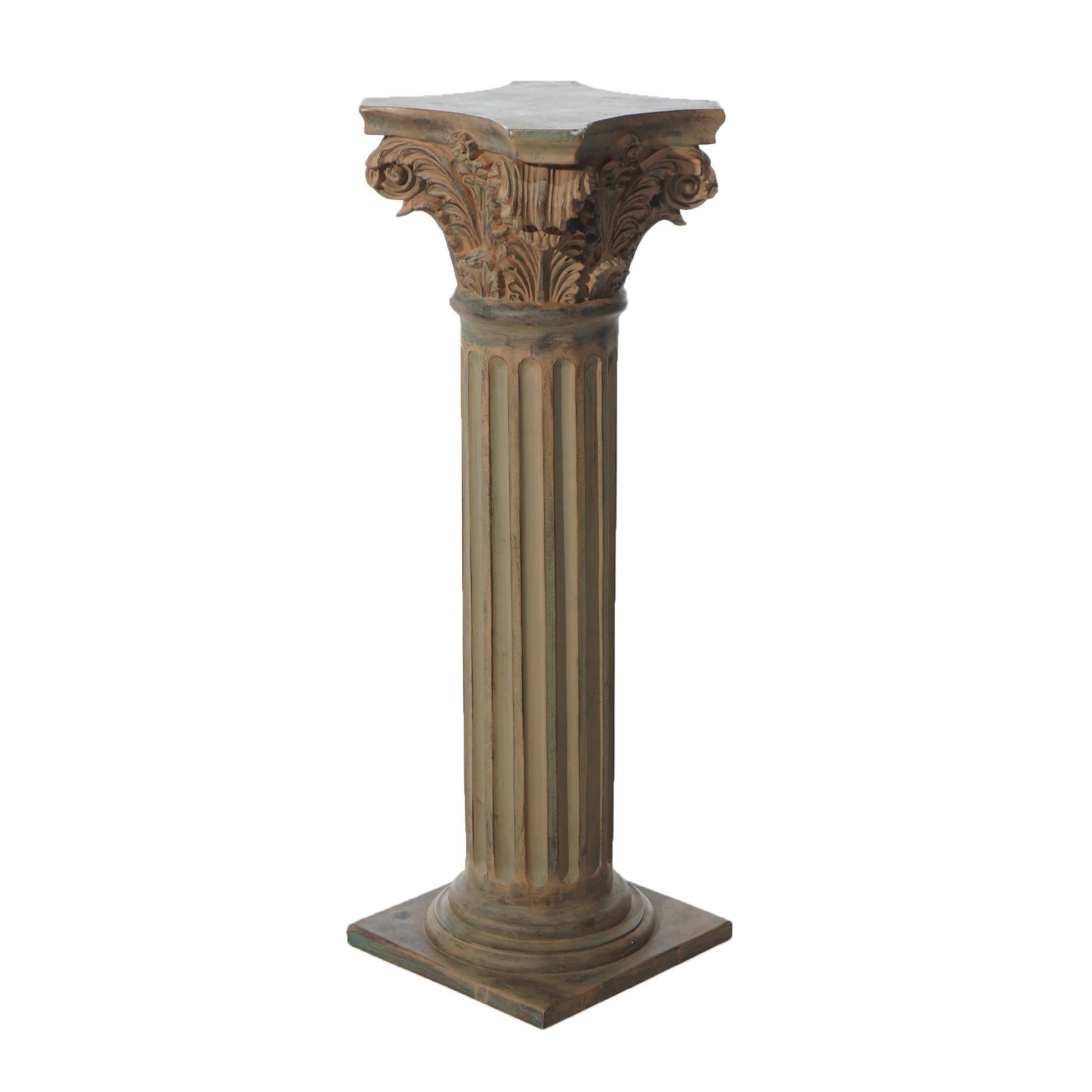 20th Century Pair Neoclassical Corinthian Column Form Composite Sculpture Pedestals 20thC For Sale