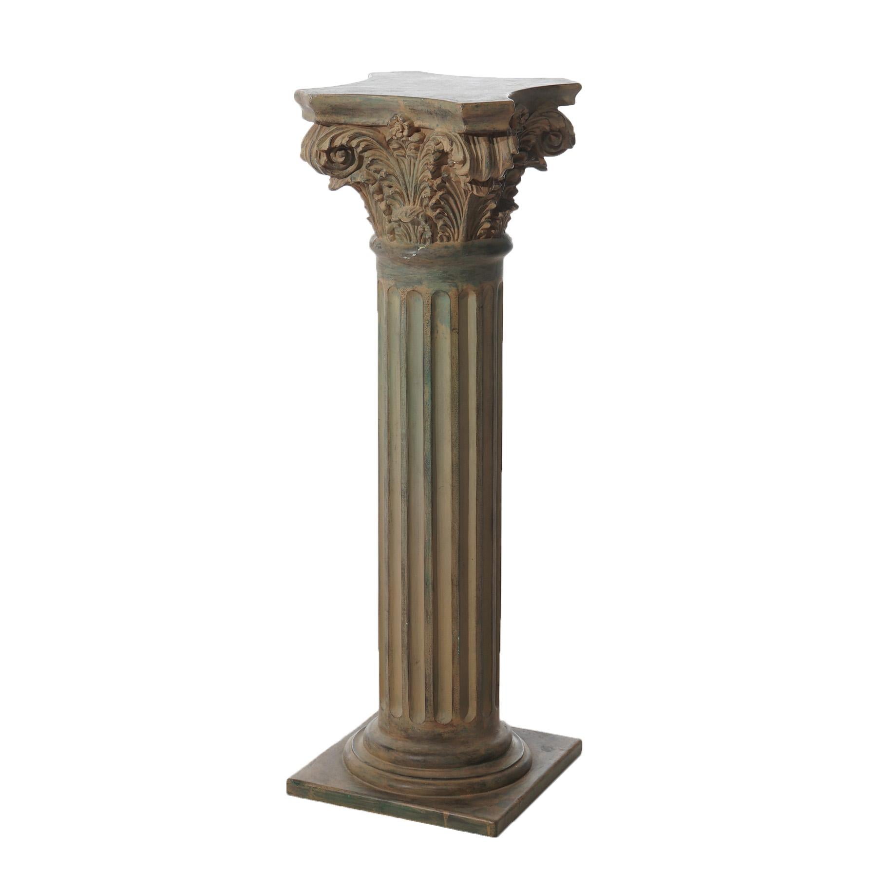 Composition Pair Neoclassical Corinthian Column Form Composite Sculpture Pedestals 20thC For Sale