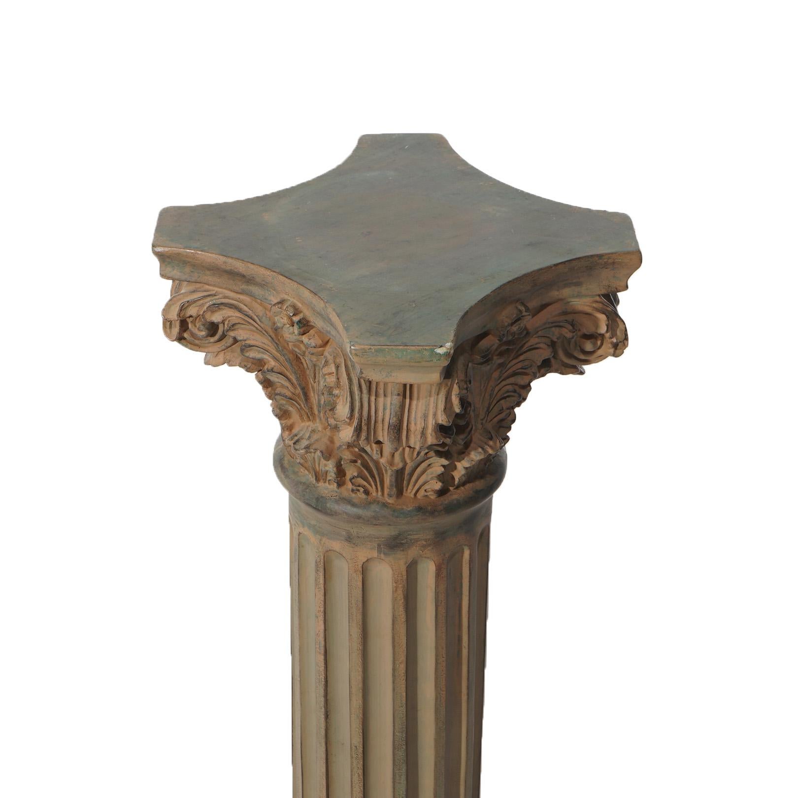 Pair Neoclassical Corinthian Column Form Composite Sculpture Pedestals 20thC For Sale 1