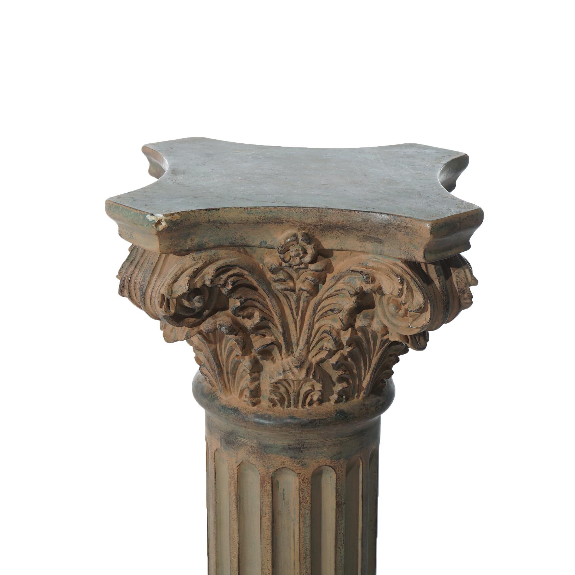 Pair Neoclassical Corinthian Column Form Composite Sculpture Pedestals 20thC For Sale 2