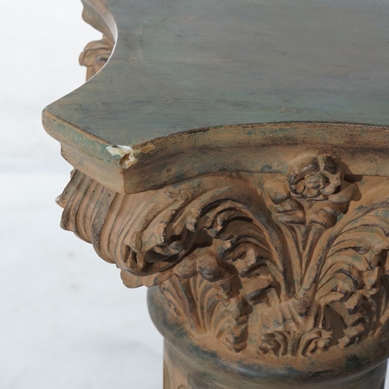 Pair Neoclassical Corinthian Column Form Composite Sculpture Pedestals 20thC For Sale 3