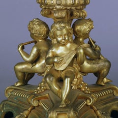 Pair of Neoclassical Figural French Rococo Gilt Bronze Candle Sticks