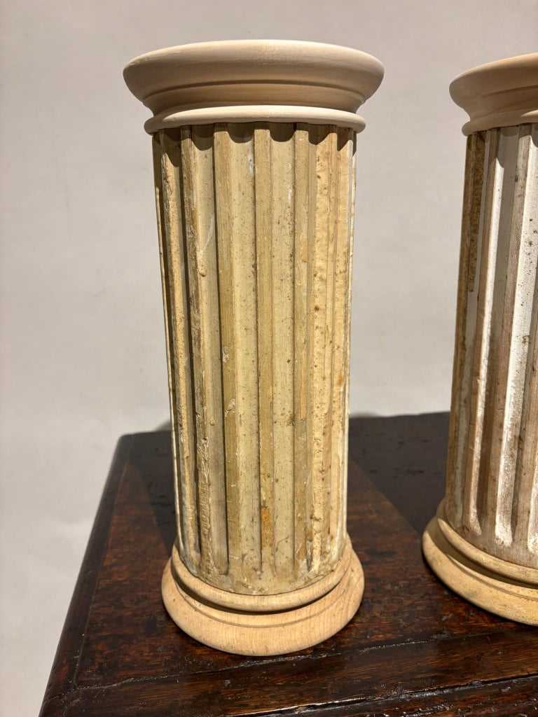 Pair Neoclassical Fluted And Painted Decorative Columns Pair Neoclassical Fluted And Painted Decorative Columns