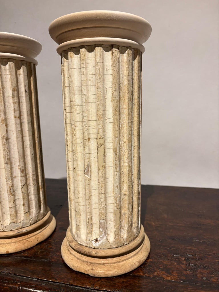 Pair Neoclassical Fluted And Painted Decorative Columns Pair Neoclassical Fluted And Painted Decorative Columns