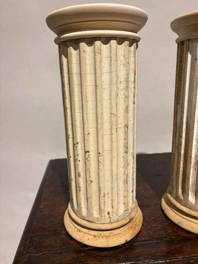 Pair Neoclassical Fluted And Painted Decorative Columns Pair Neoclassical Fluted And Painted Decorative Columns
