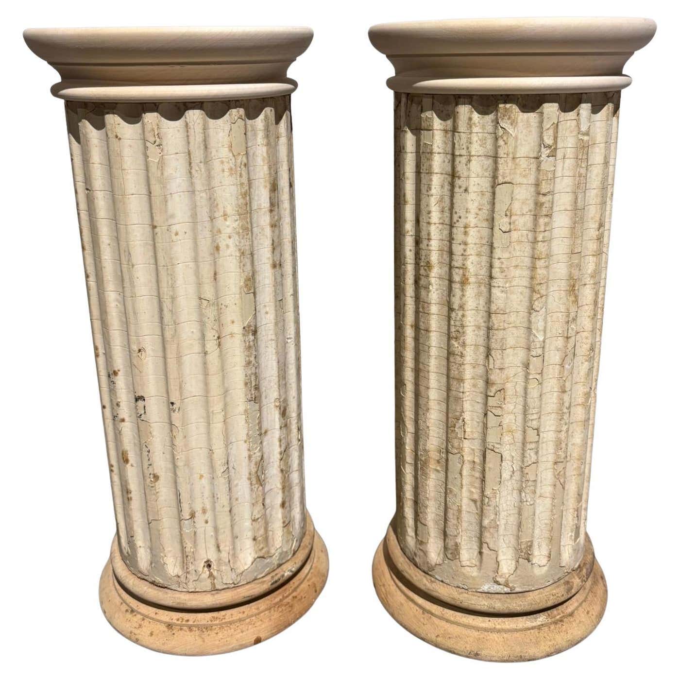 Pair Neoclassical Fluted And Painted Decorative Columns at 1stDibs