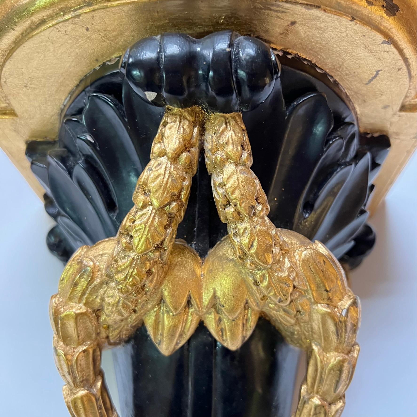 Pair Neoclassical Gilt and Ebonized Wall Brackets For Sale 7