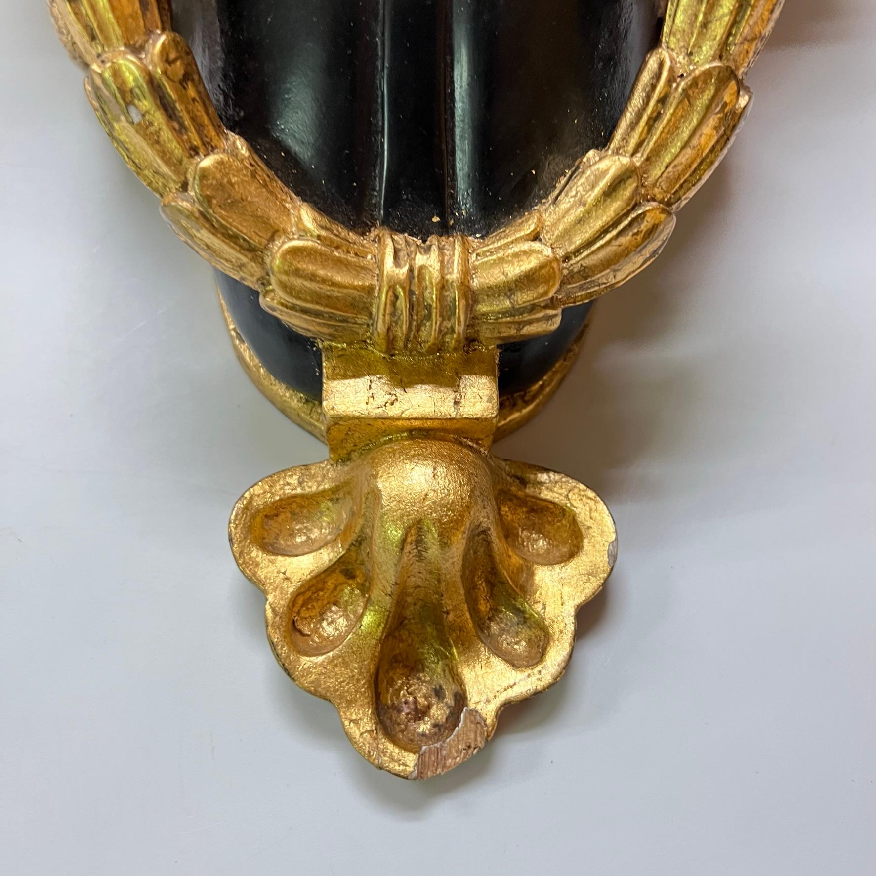 Pair Neoclassical Gilt and Ebonized Wall Brackets For Sale 8