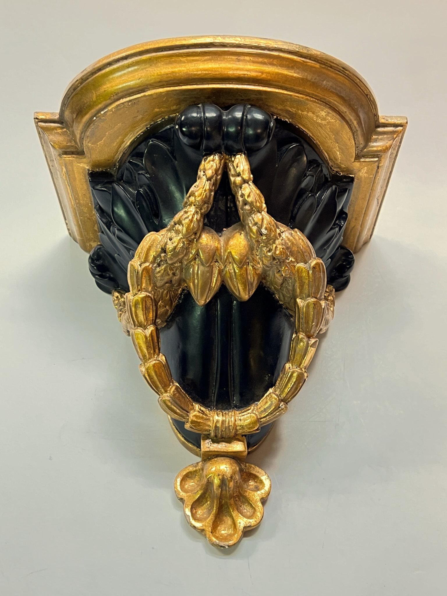 Pair Neoclassical Gilt and Ebonized Wall Brackets In Good Condition For Sale In New York, NY