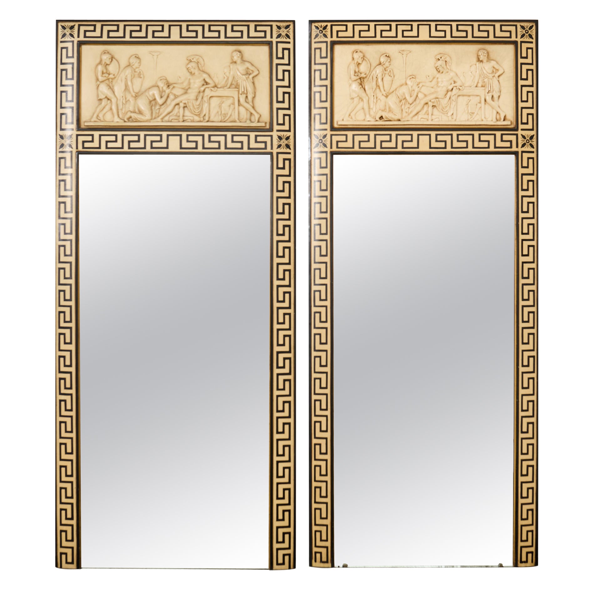 Pair Neoclassical Greco-Roman Style Pier Console Mirrors For Sale