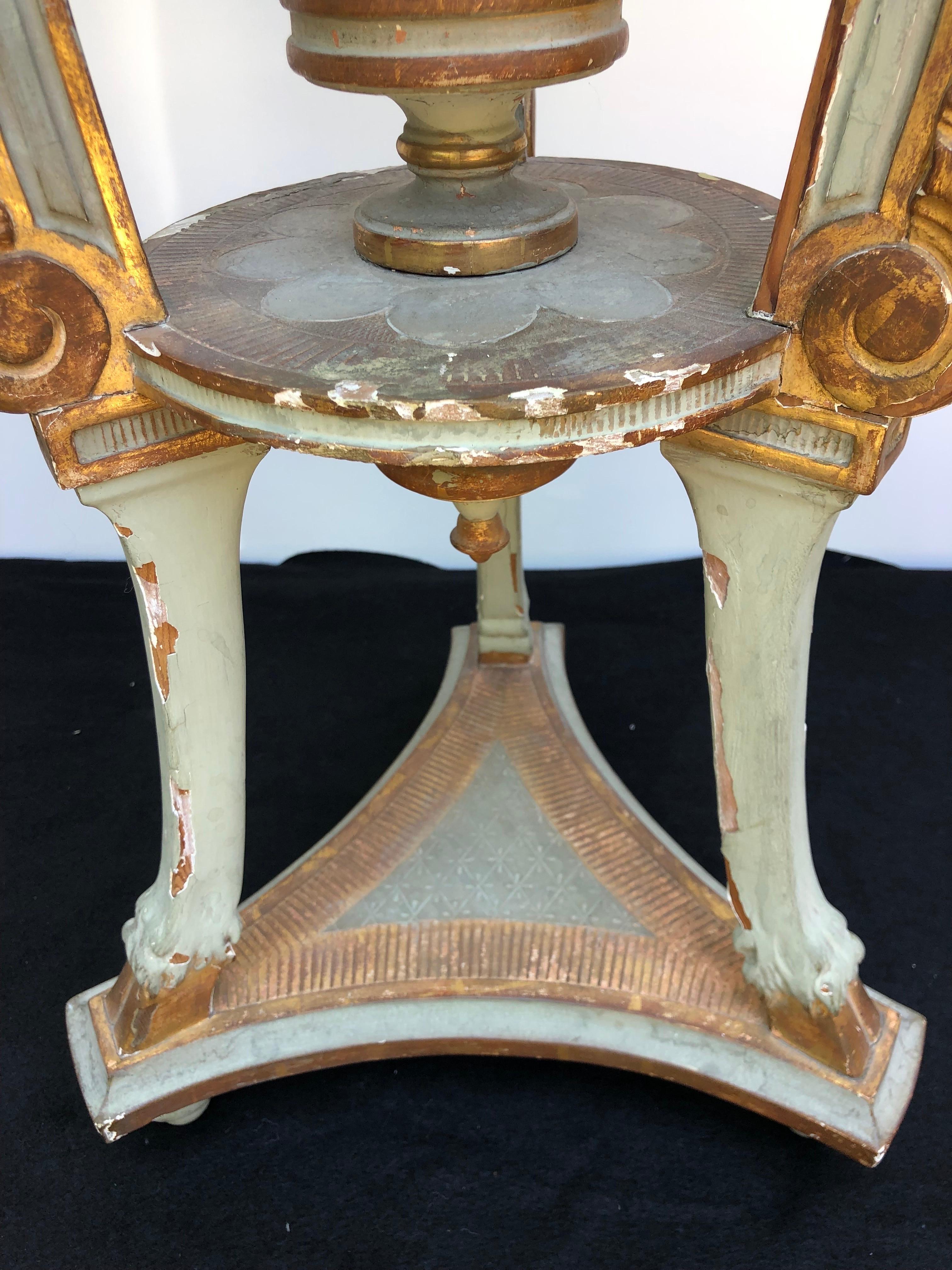 Pair Neoclassical Italian Painted Parcel-Gilt Torchieres / Pedestals, 18th C. 6