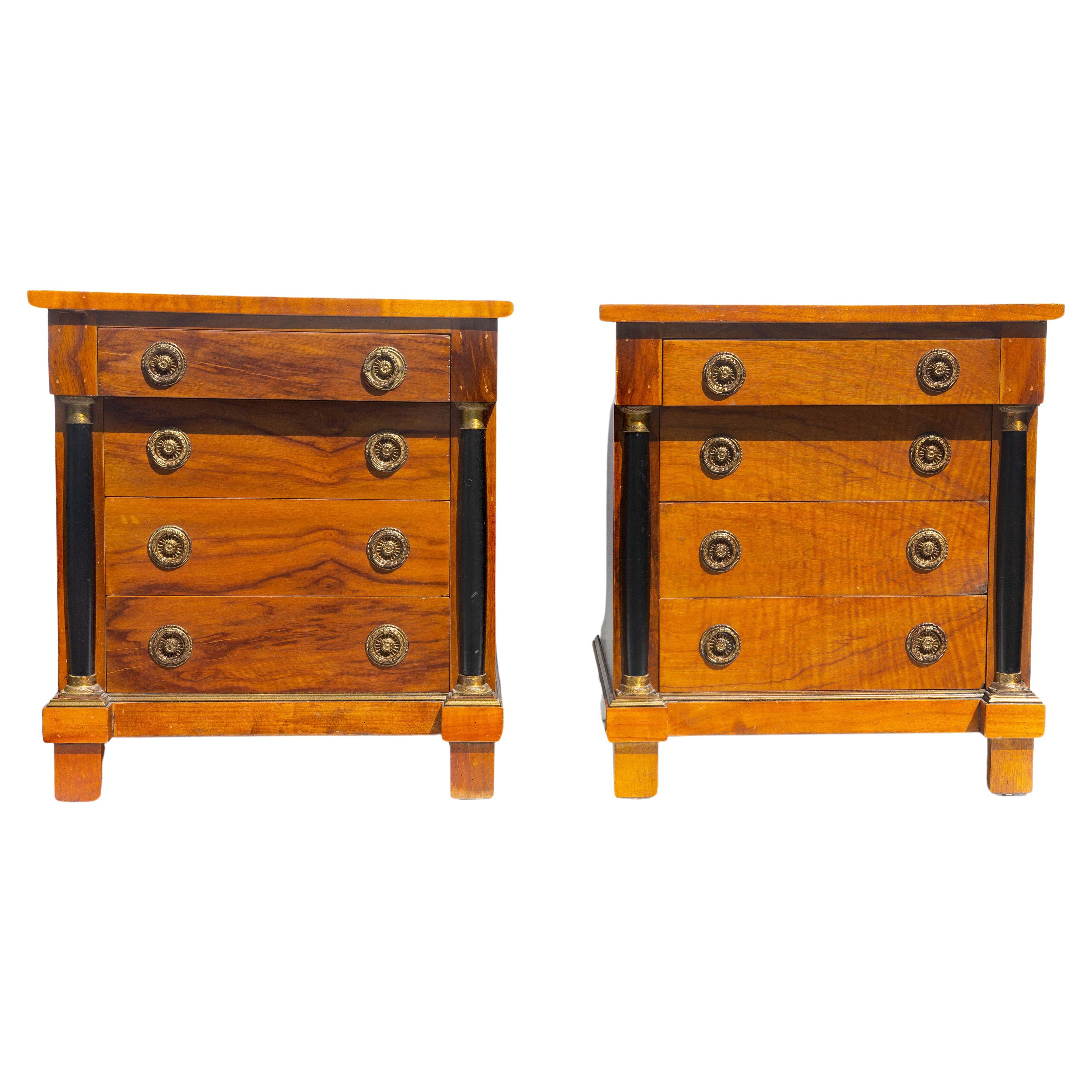 Pair Neoclassical Miniature Commodes Chest of Drawers Mid 20th Century For Sale