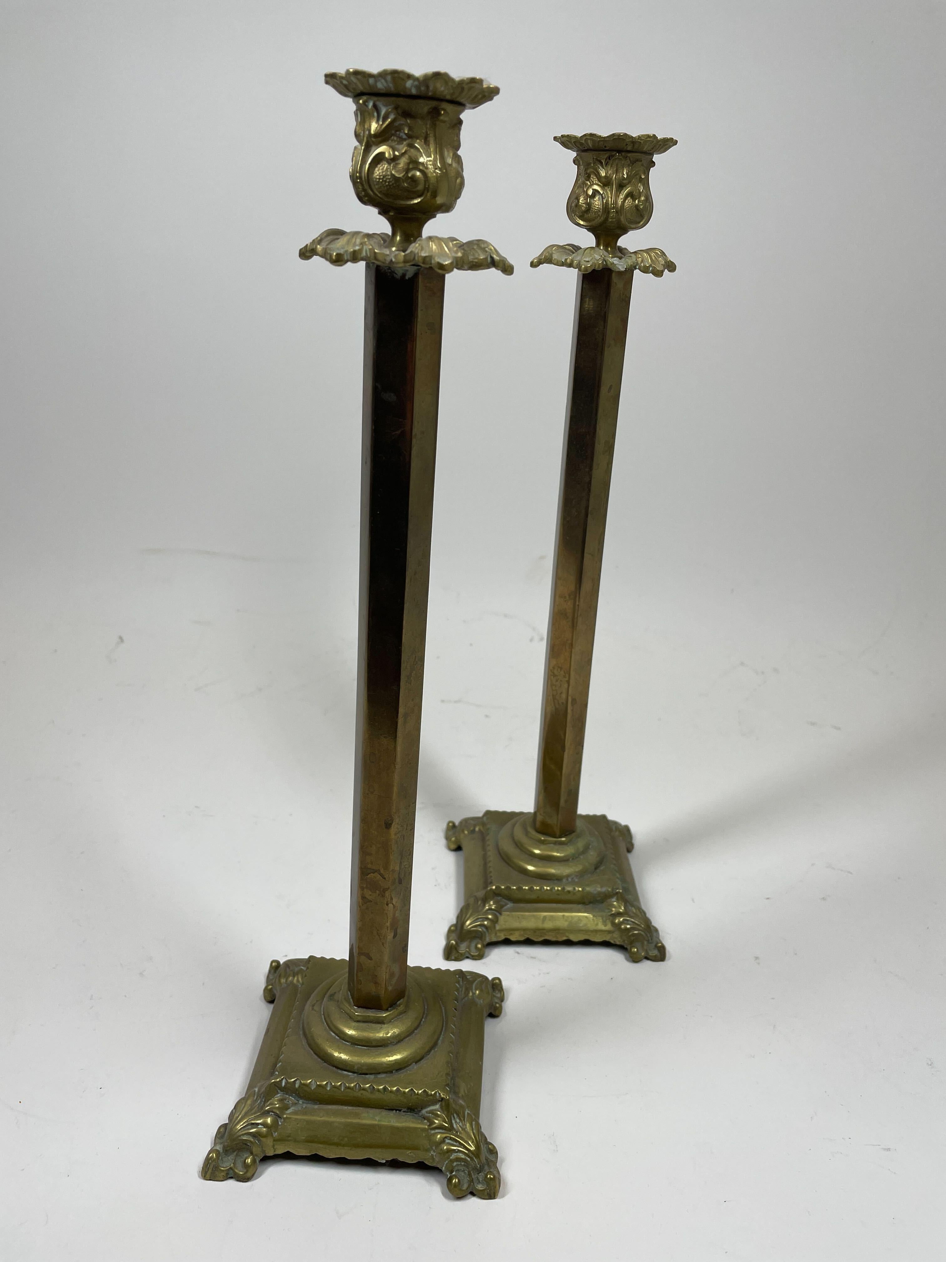 Pair Neoclassical Neo Revival Candlesticks In Good Condition For Sale In New York, NY