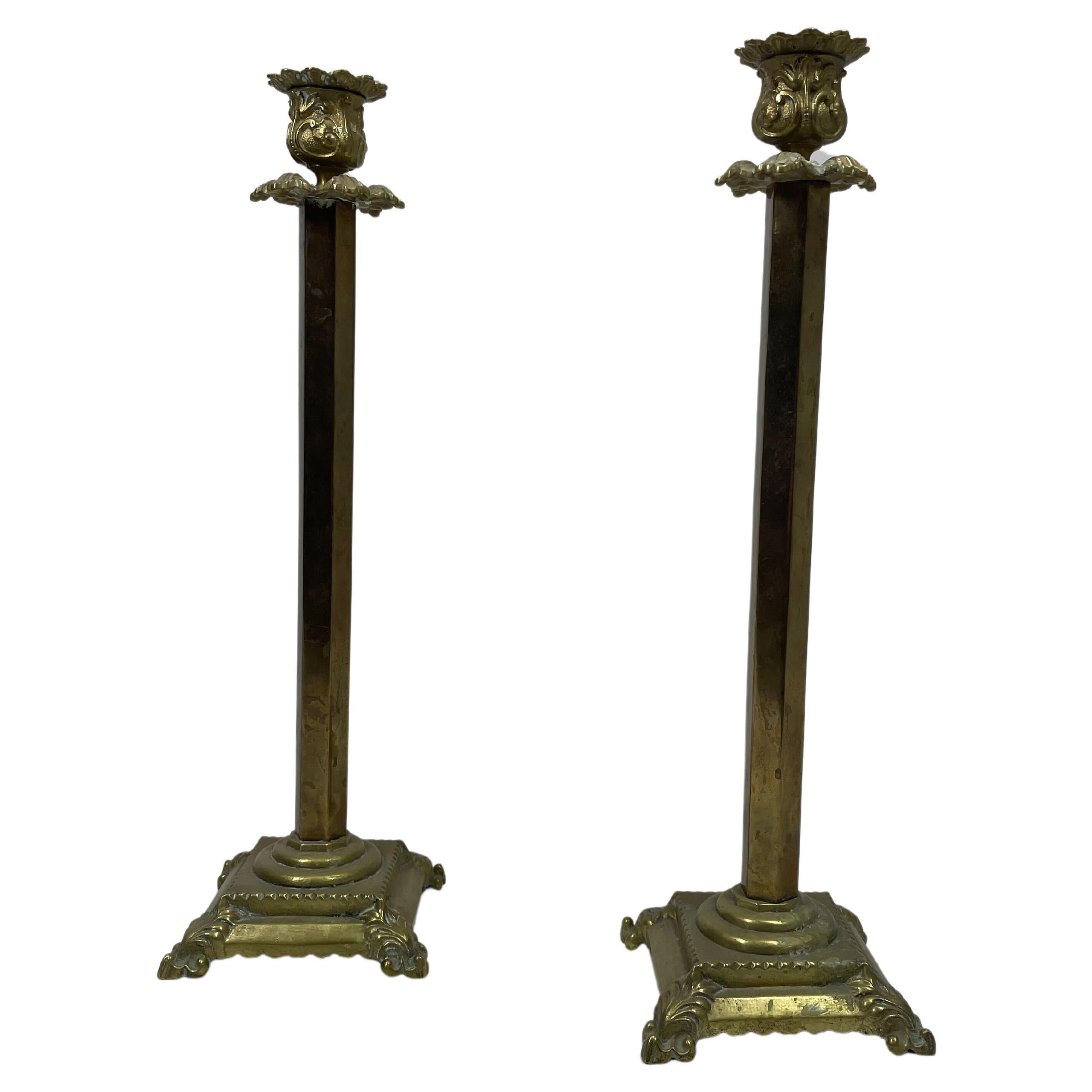 Pair Neoclassical Neo Revival Candlesticks For Sale