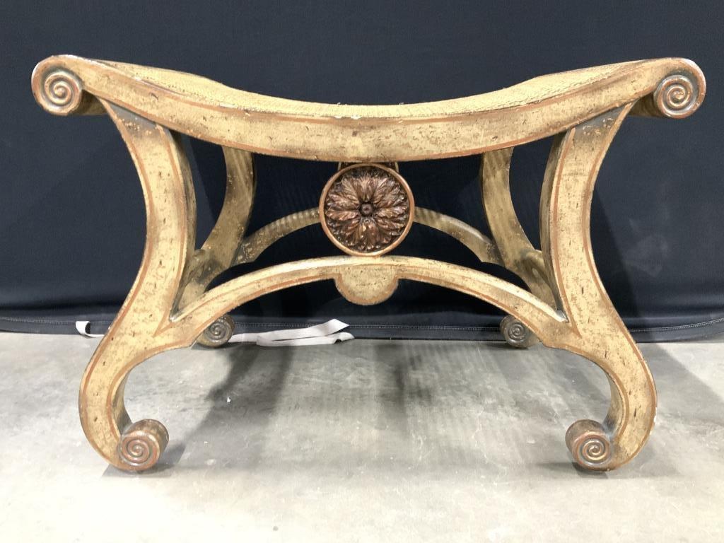 Pair of Neoclassical Revival Carved Wooden Benches For Sale 2