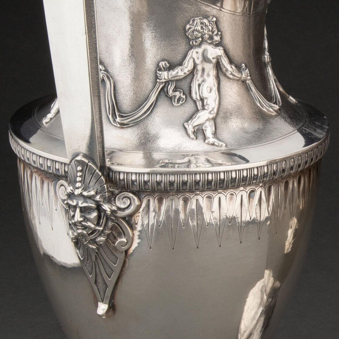 Pair Neoclassical Silver Water Pitchers by Gorham 3