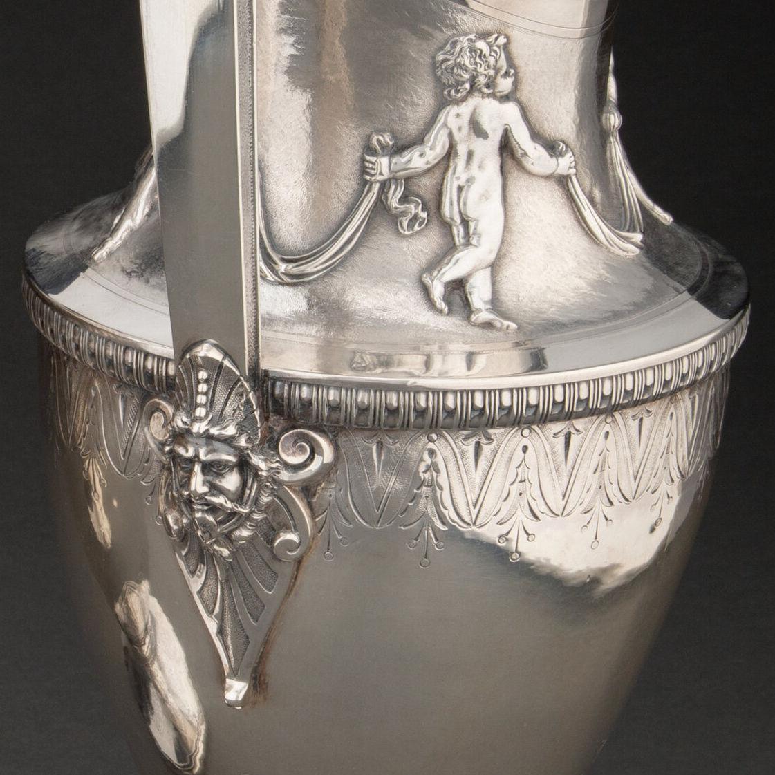 Pair Neoclassical Silver Water Pitchers by Gorham 4