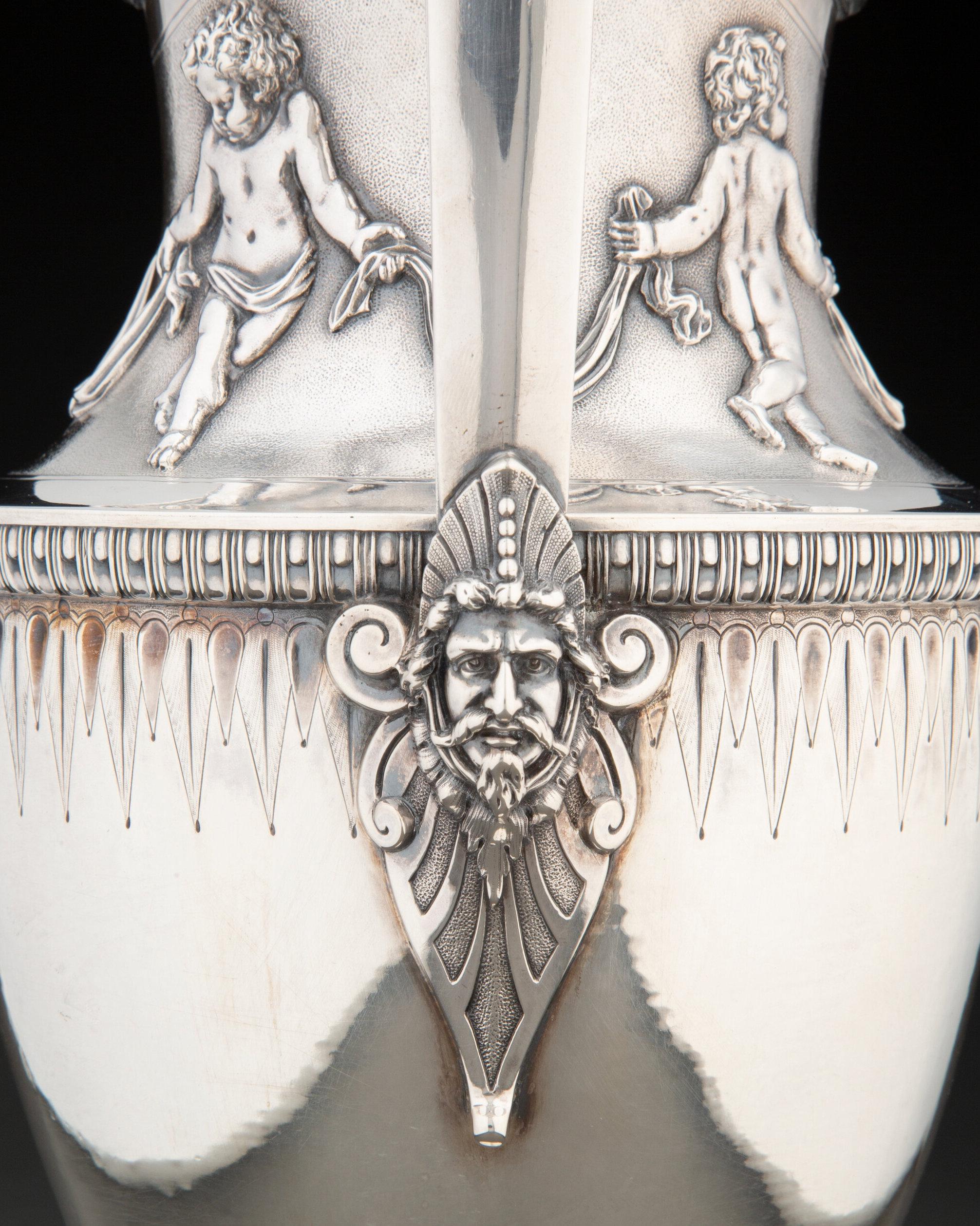 Pair Neoclassical Silver Water Pitchers by Gorham 5