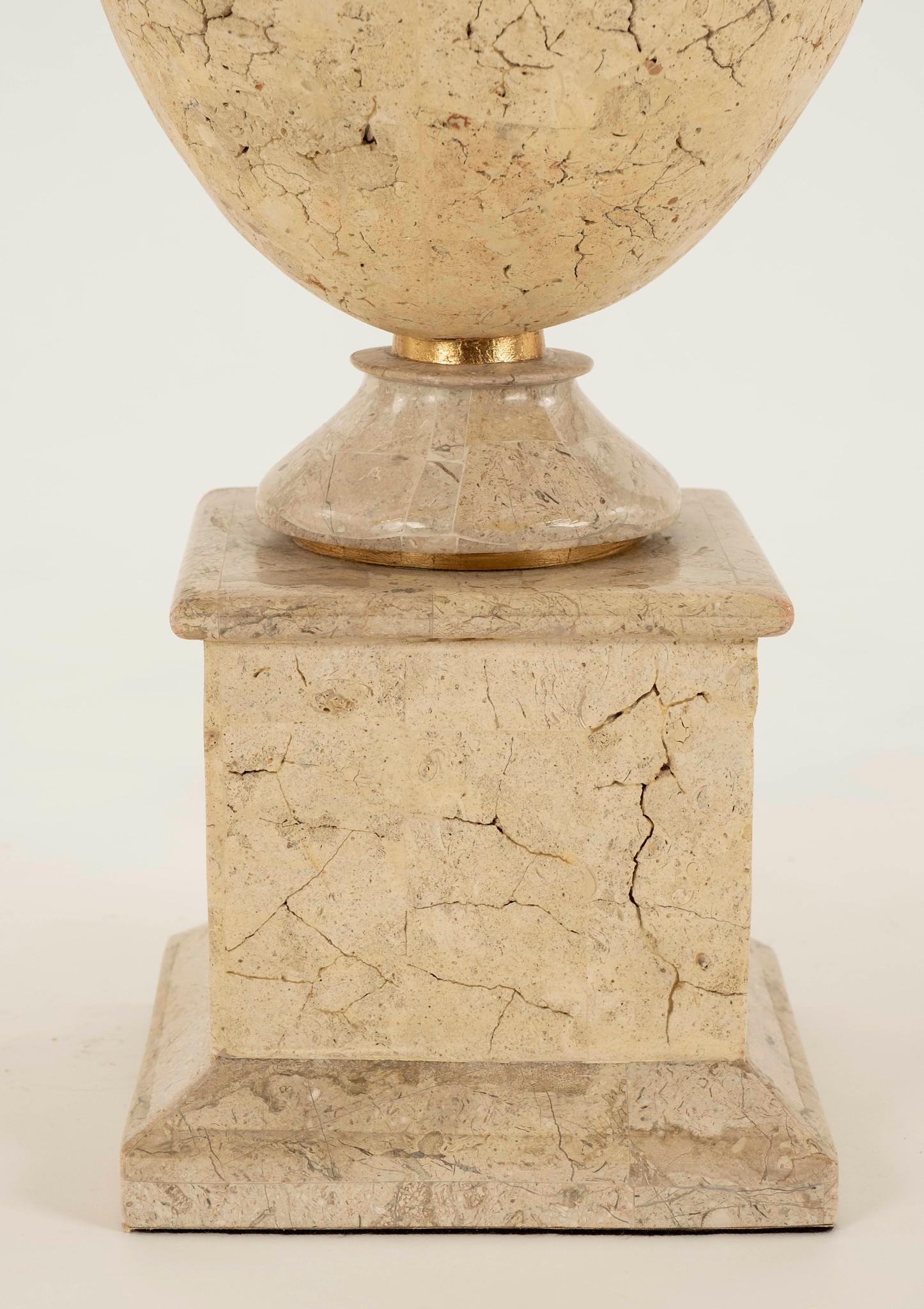 Pair Neoclassical Stone Table Lamps In Good Condition In Houston, TX