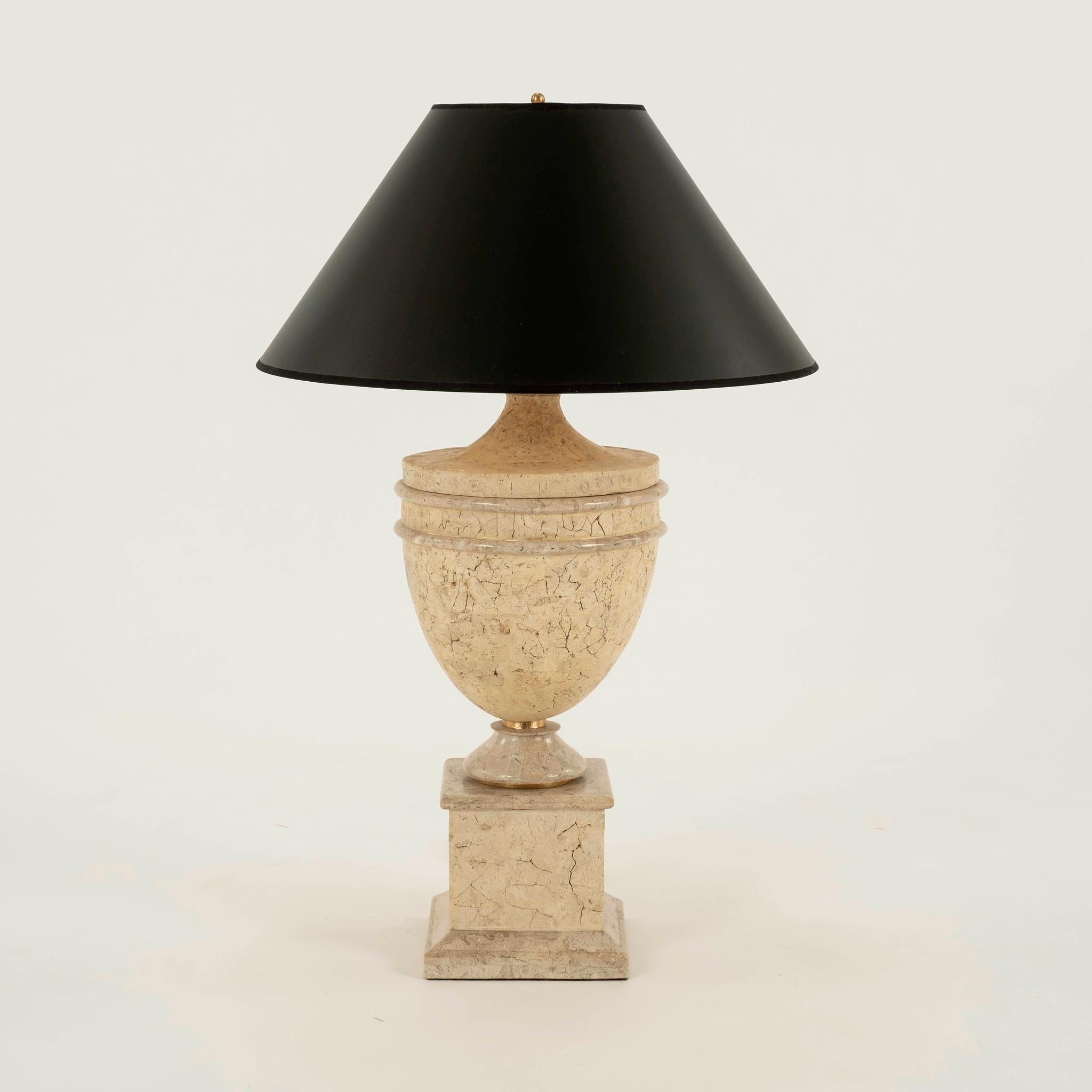 20th Century Pair Neoclassical Stone Table Lamps
