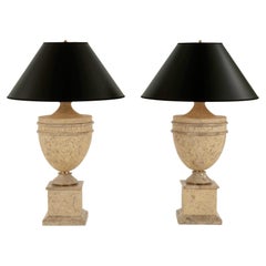 Pair Neoclassical Stone Table Lamps